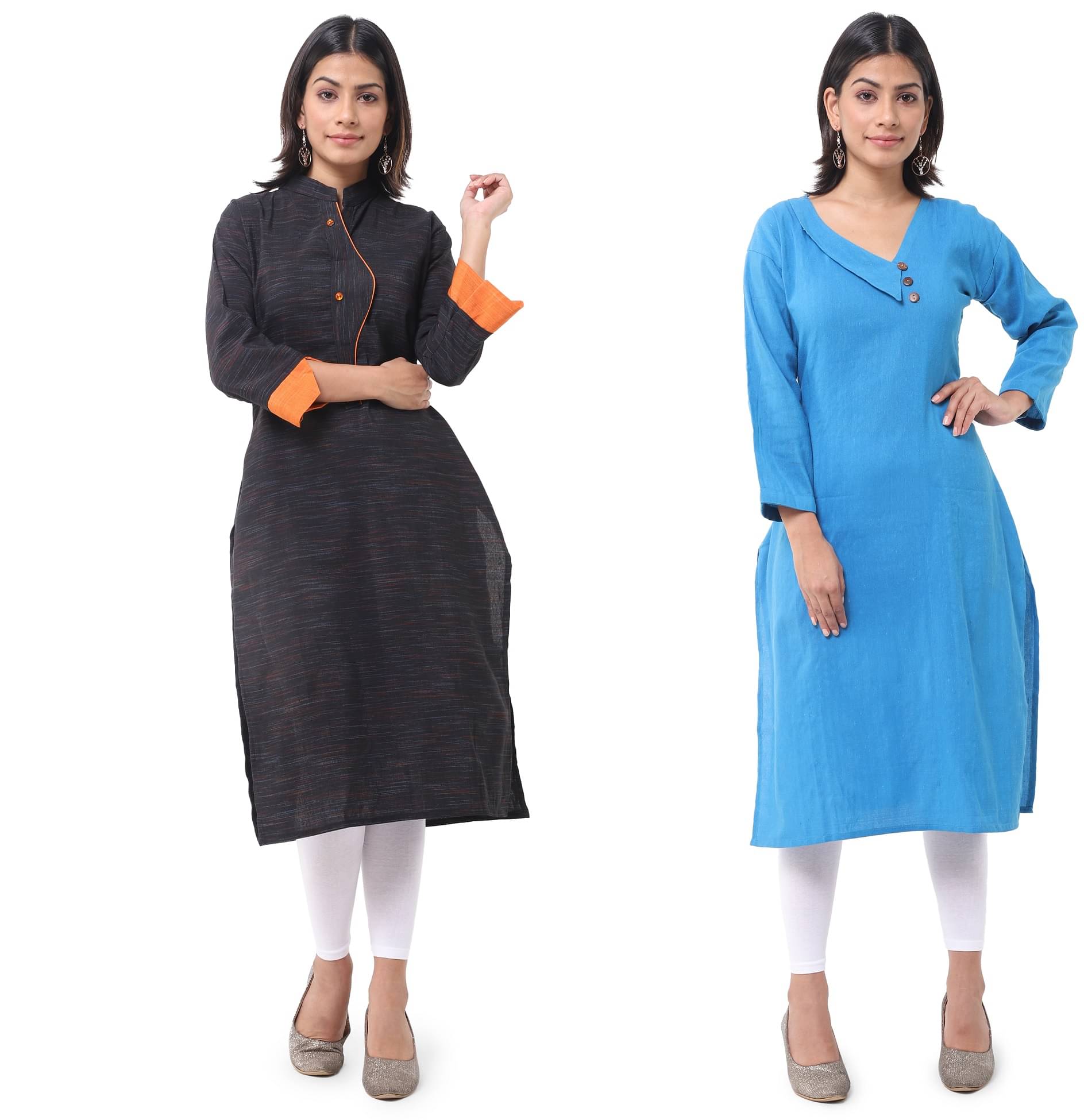     			DESHBANDHU DBK - Multicolor Cotton Women's Straight Kurti ( Pack of 2 )