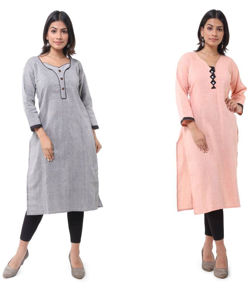     			DESHBANDHU DBK - Multicolor Cotton Women's Straight Kurti ( Pack of 2 )