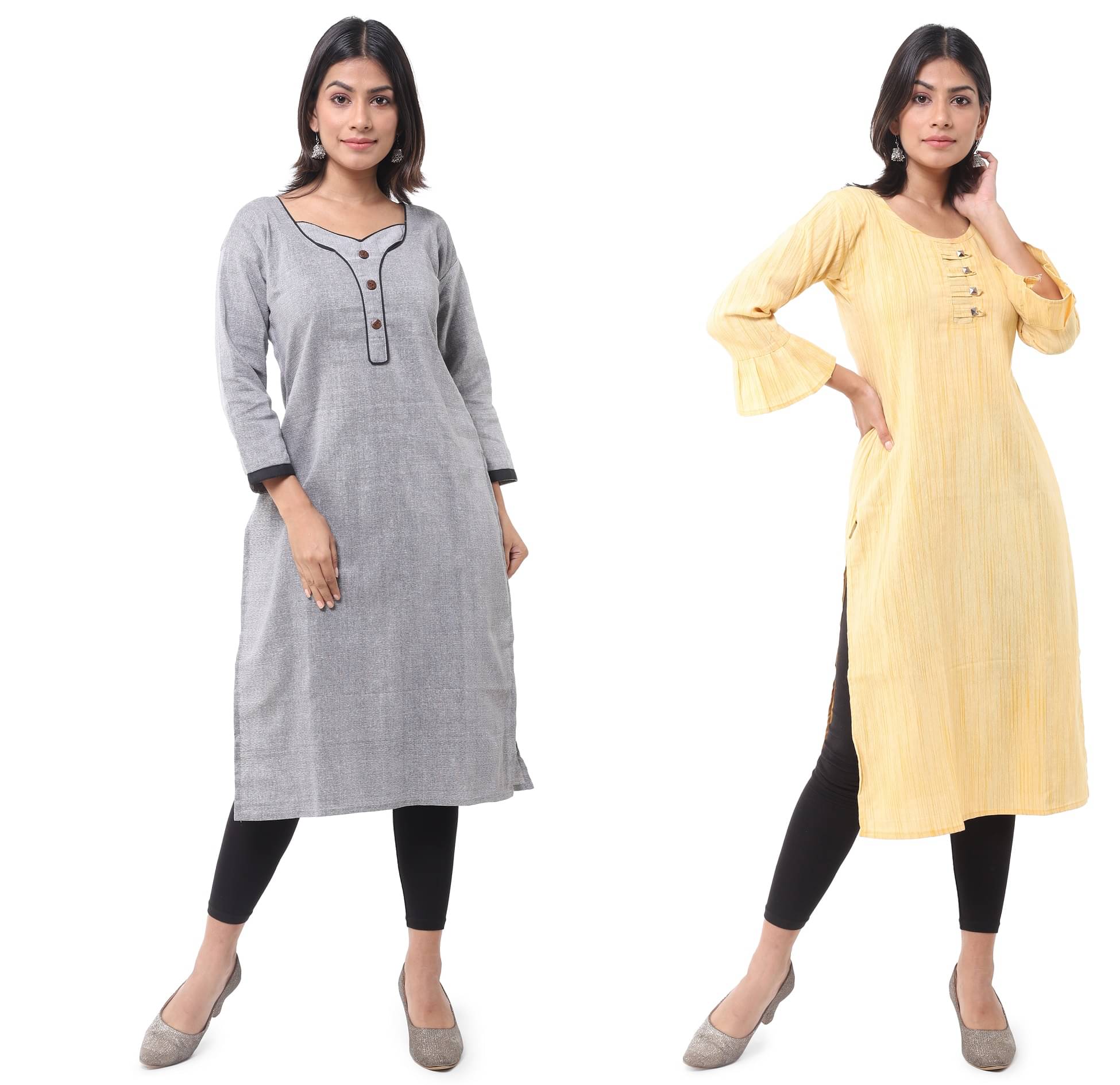     			DESHBANDHU DBK - Multicolor Cotton Women's Straight Kurti ( Pack of 2 )