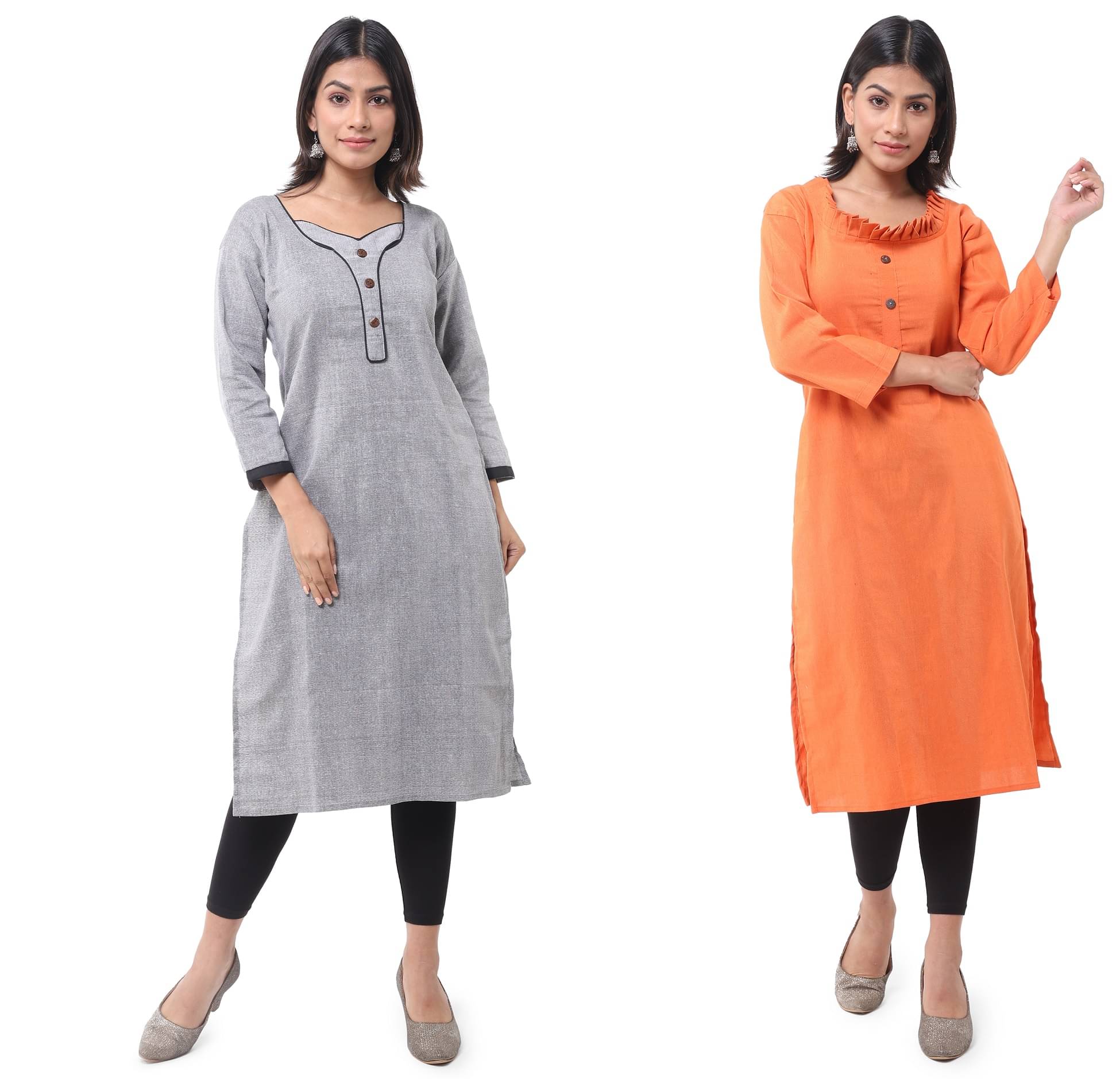    			DESHBANDHU DBK - Multicolor Cotton Women's Straight Kurti ( Pack of 2 )