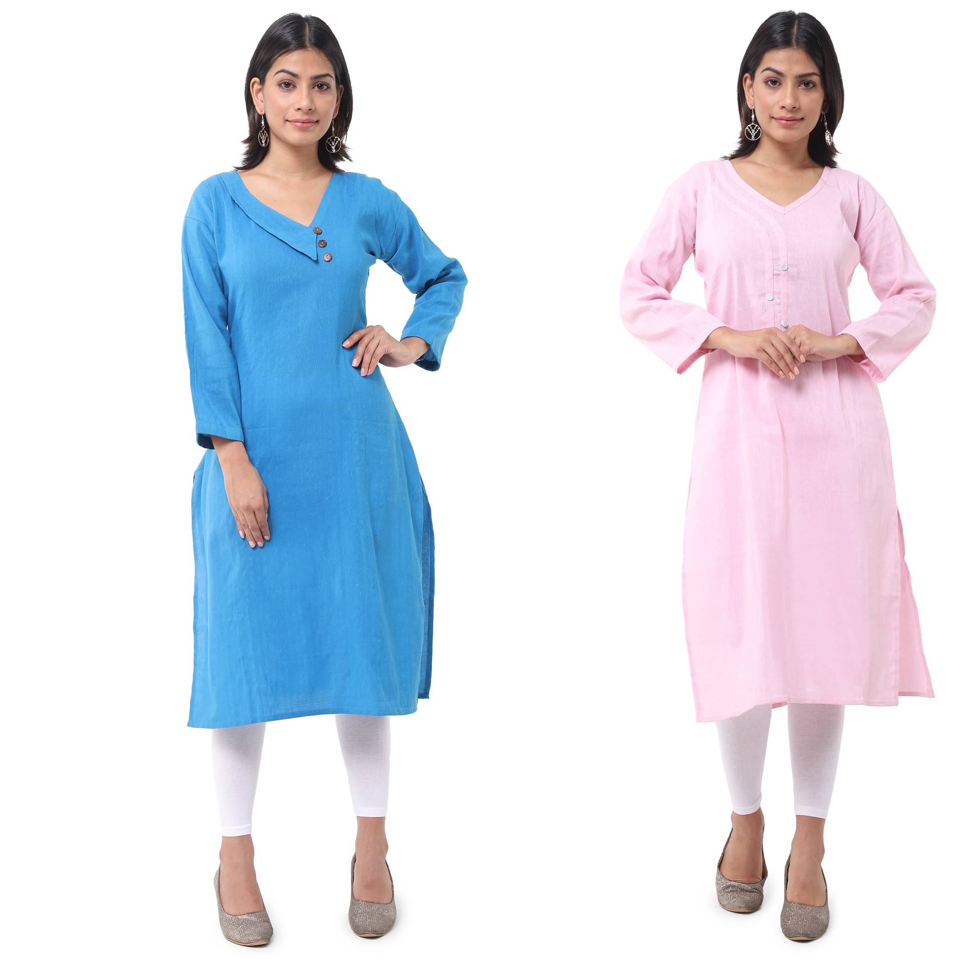 DESHBANDHU DBK - Multicolor Cotton Women's Straight Kurti ( Pack of 2 ) DESHBANDHU DBK - Multicolor Cotton Women's Straight Kurti ( Pack of 2 )