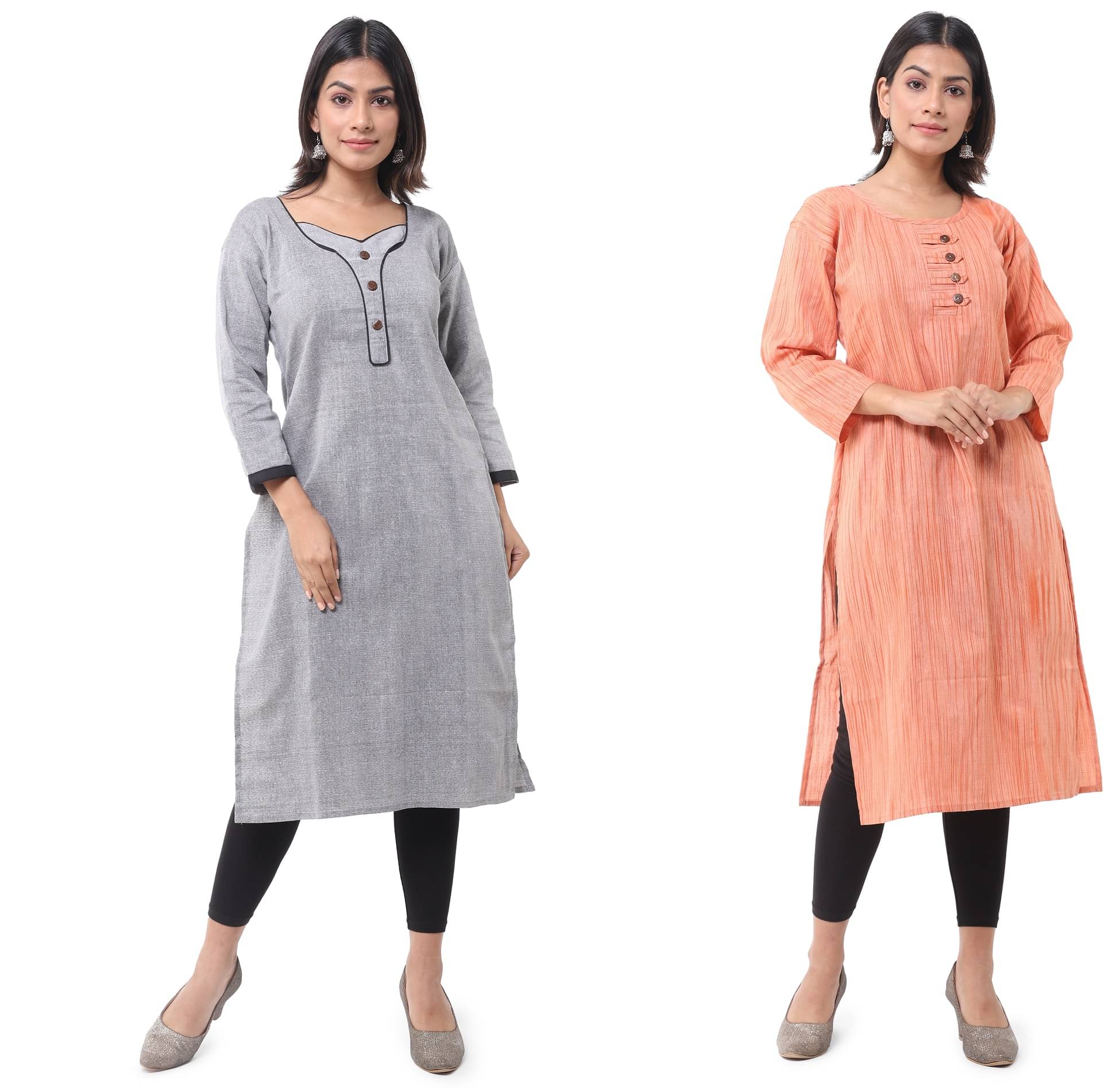     			DESHBANDHU DBK - Multicolor Cotton Women's Straight Kurti ( Pack of 2 )