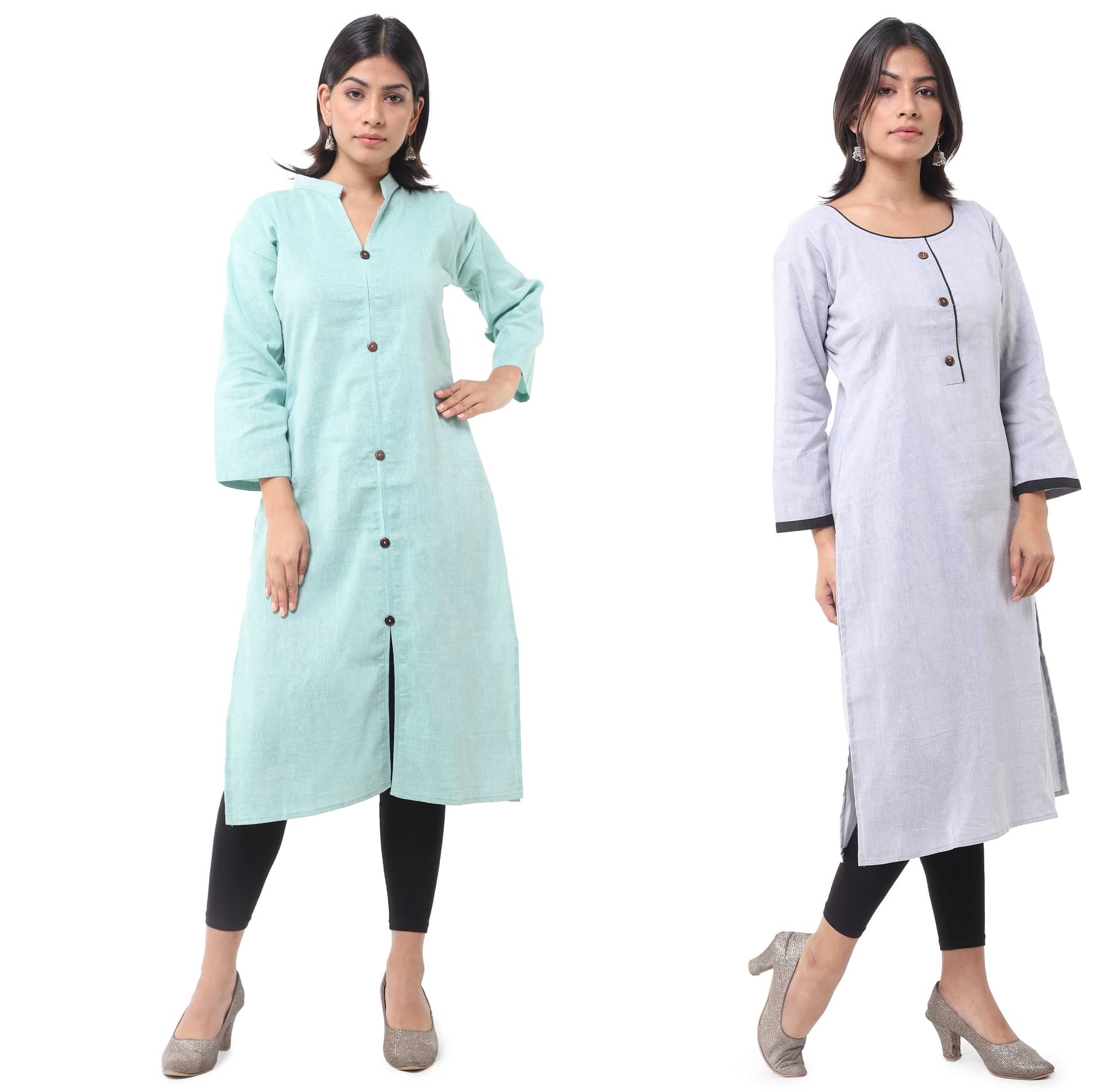     			DESHBANDHU DBK - Multicolor Cotton Women's Straight Kurti ( Pack of 2 )