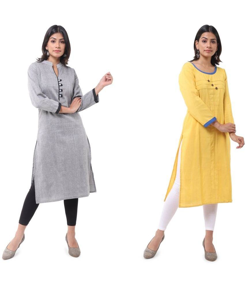     			DESHBANDHU DBK - Multicolor Cotton Women's Straight Kurti ( Pack of 2 )