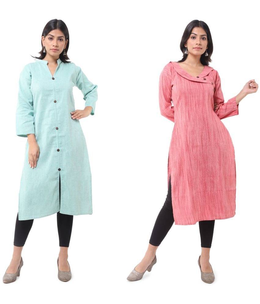 DESHBANDHU DBK - Multicolor Cotton Women's Straight Kurti ( Pack of 2 ) DESHBANDHU DBK - Multicolor Cotton Women's Straight Kurti ( Pack of 2 )