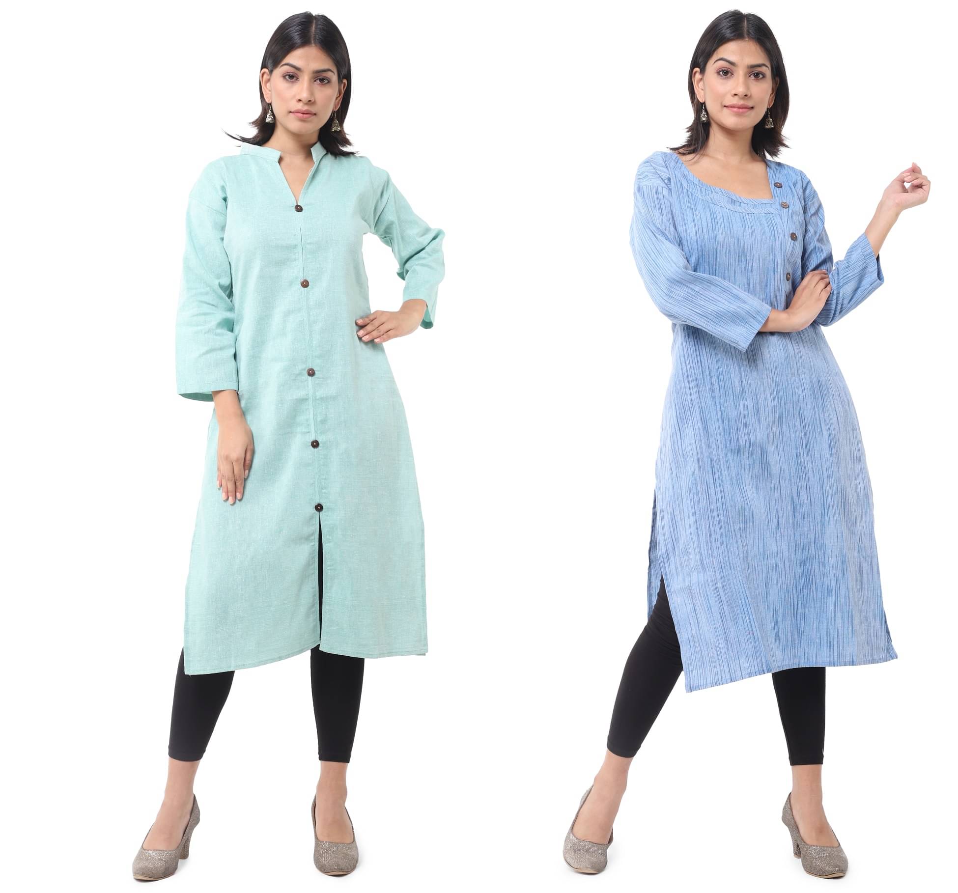     			DESHBANDHU DBK - Multicolor Cotton Women's Straight Kurti ( Pack of 2 )
