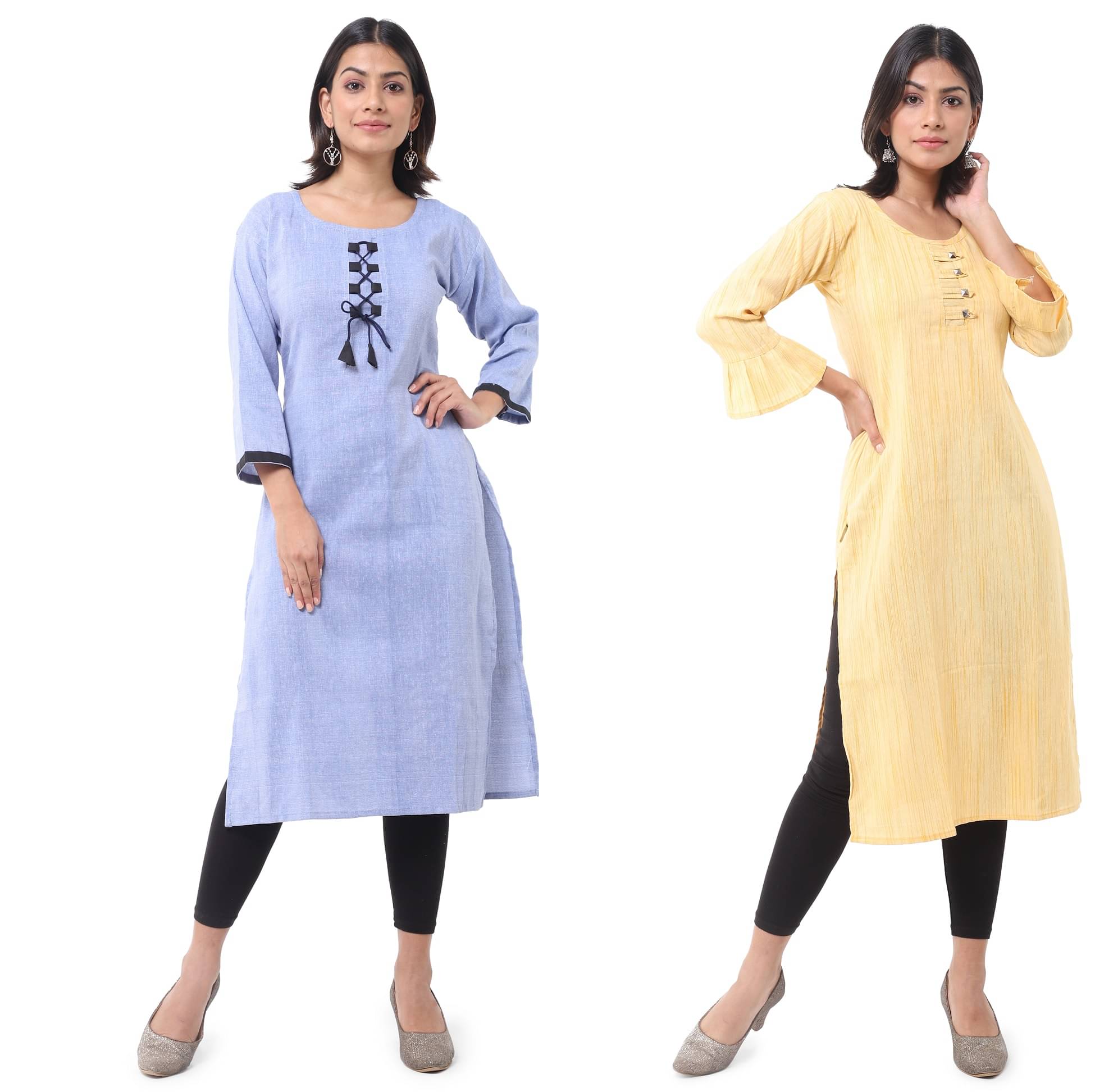 DESHBANDHU DBK - Multicolor Cotton Women's Straight Kurti ( Pack of 2 ) DESHBANDHU DBK - Multicolor Cotton Women's Straight Kurti ( Pack of 2 )