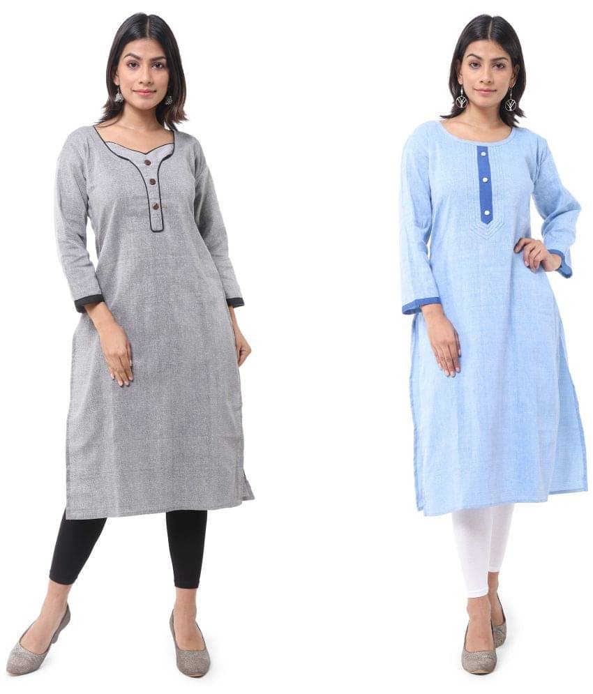     			DESHBANDHU DBK - Multicolor Cotton Women's Straight Kurti ( Pack of 2 )
