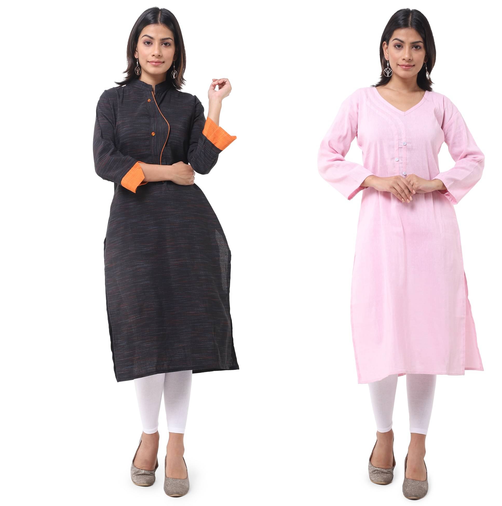     			DESHBANDHU DBK - Multicolor Cotton Women's Straight Kurti ( Pack of 2 )