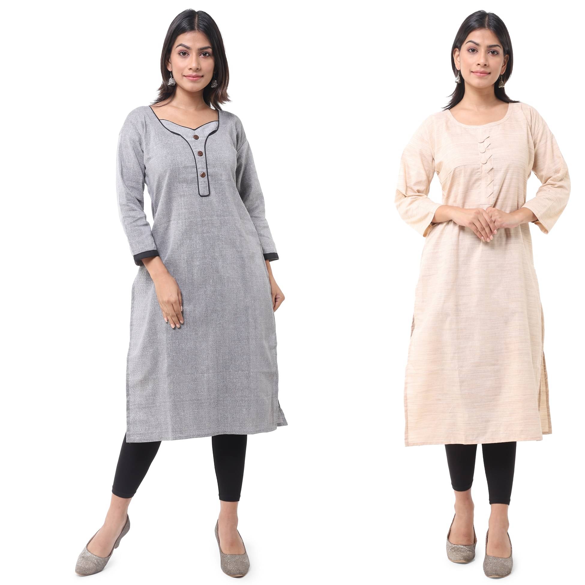 DESHBANDHU DBK - Multicolor Cotton Women's Straight Kurti ( Pack of 2 )     			DESHBANDHU DBK - Multicolor Cotton Women's Straight Kurti ( Pack of 2 )