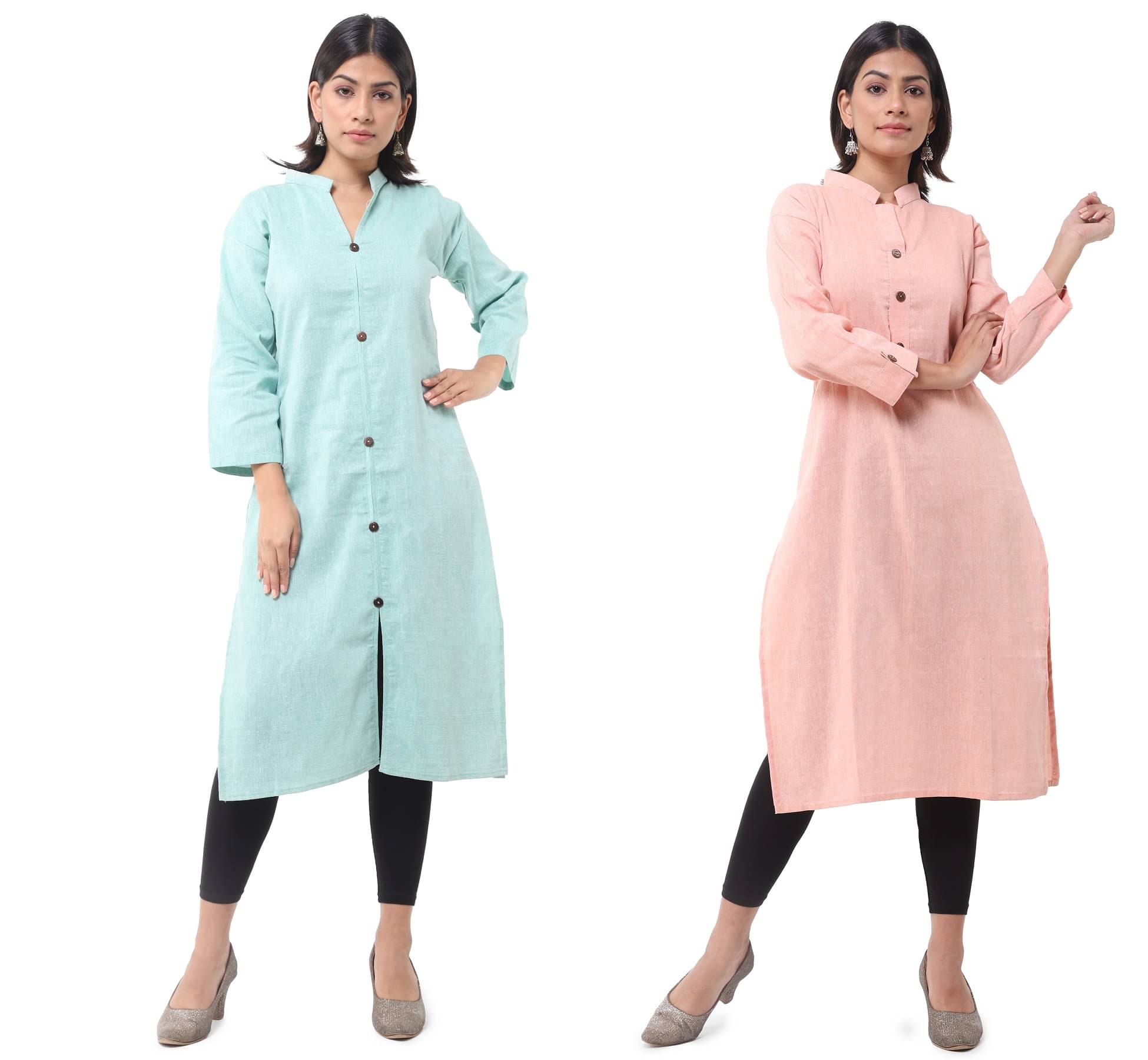     			DESHBANDHU DBK - Multicolor Cotton Women's Straight Kurti ( Pack of 2 )