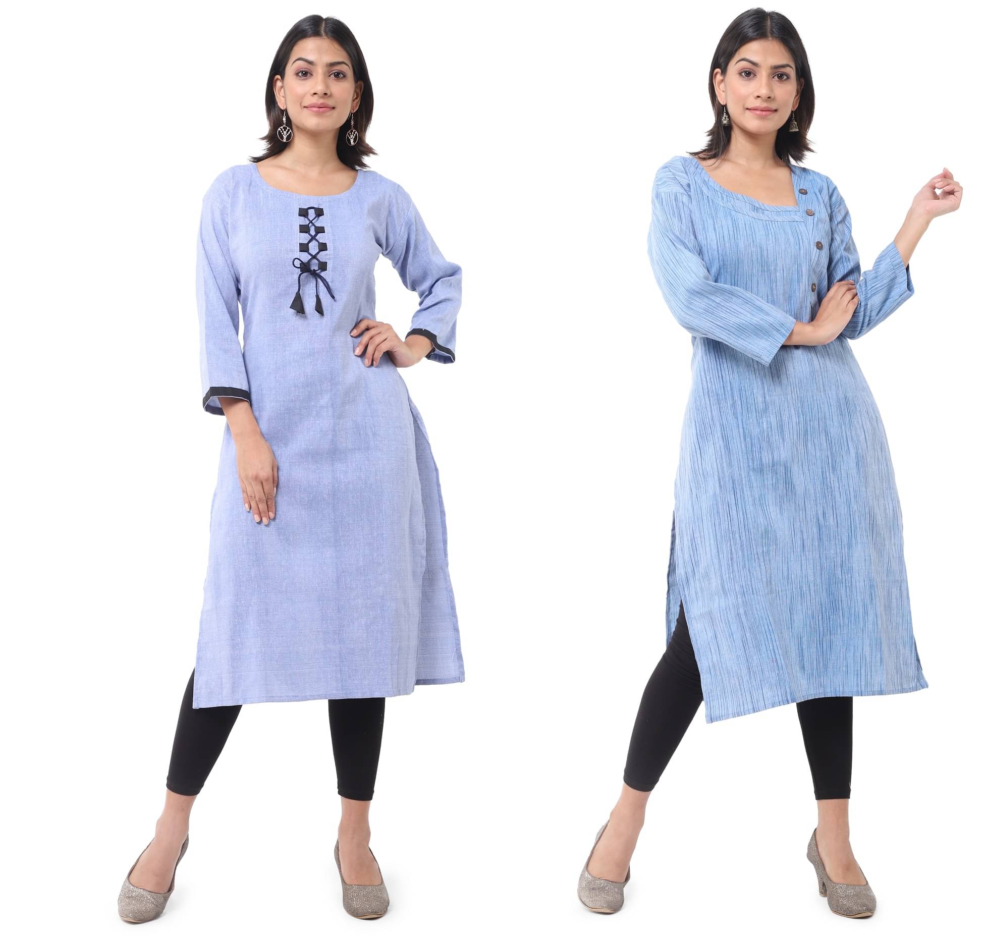     			DESHBANDHU DBK - Multicolor Cotton Women's Straight Kurti ( Pack of 2 )