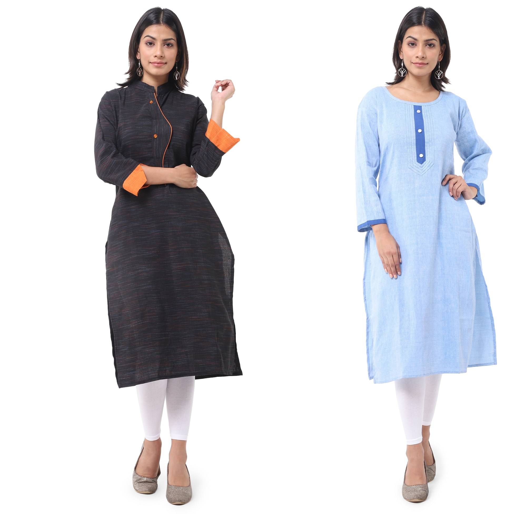     			DESHBANDHU DBK - Multicolor Cotton Women's Straight Kurti ( Pack of 2 )