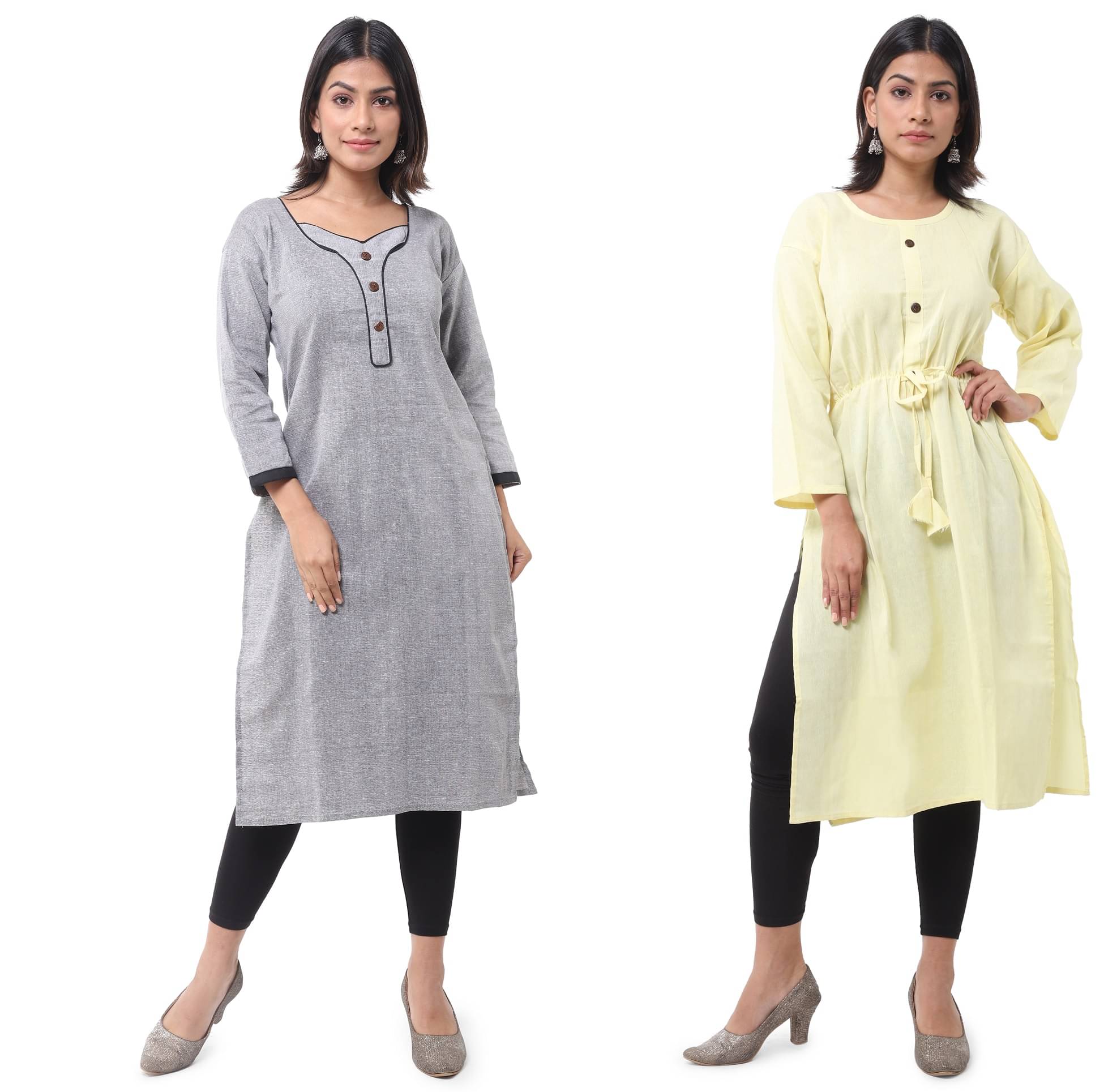     			DESHBANDHU DBK - Multicolor Cotton Women's Straight Kurti ( Pack of 2 )