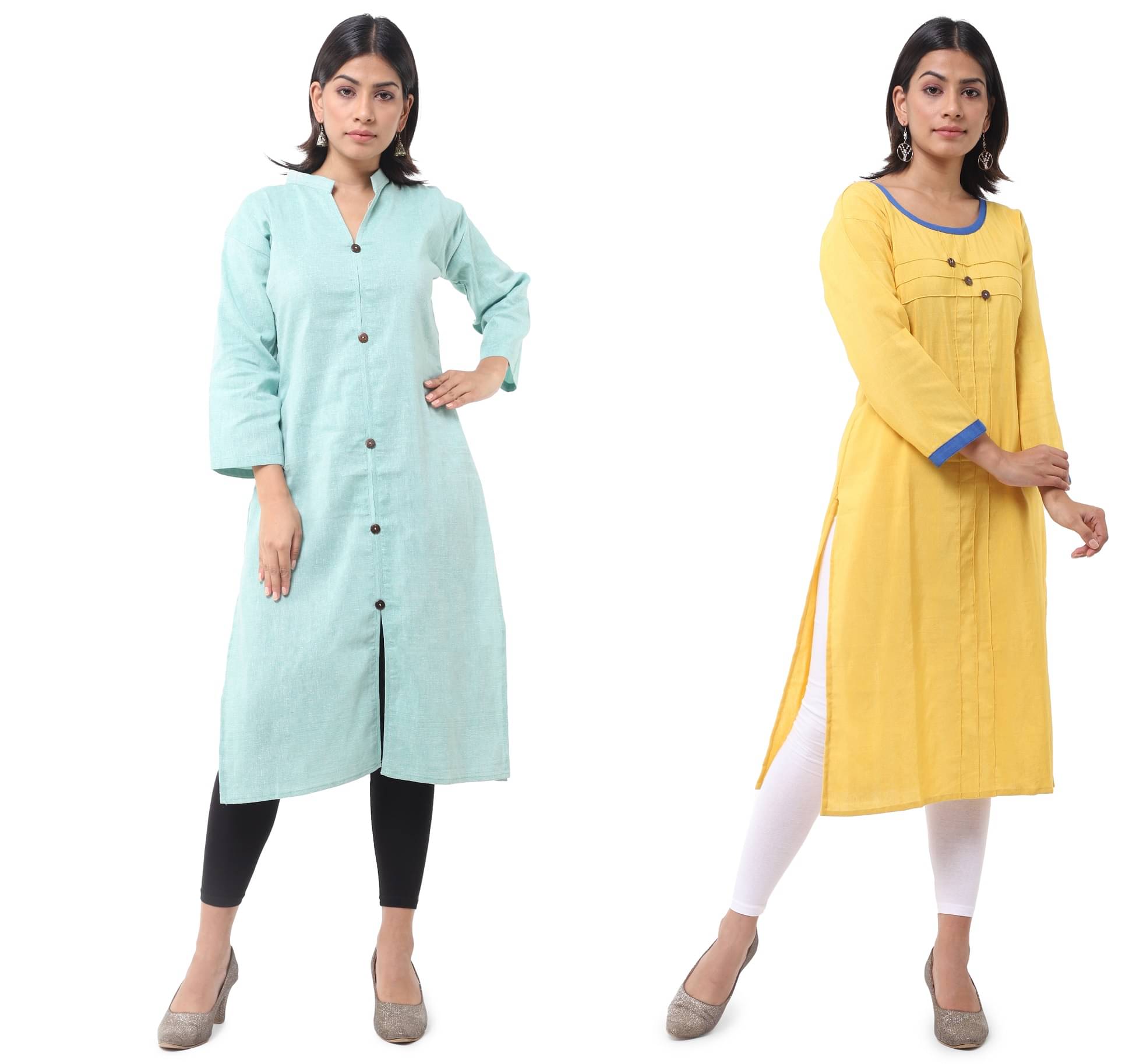     			DESHBANDHU DBK - Multicolor Cotton Women's Straight Kurti ( Pack of 2 )