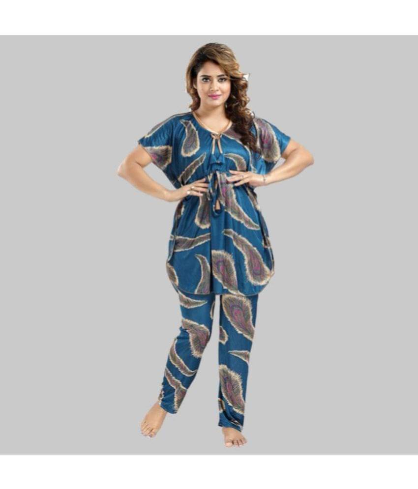     			Gutthi - Blue Satin Women's Nightwear Nightsuit Sets ( Pack of 1 )