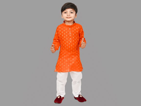 JCT DRESSES Boys Cotton Abstract - Pattern Kurta Pant Set ( Orange , Pack of 1 ) - Kurtas & Kurta Sets | Buy online on ZillyBuy