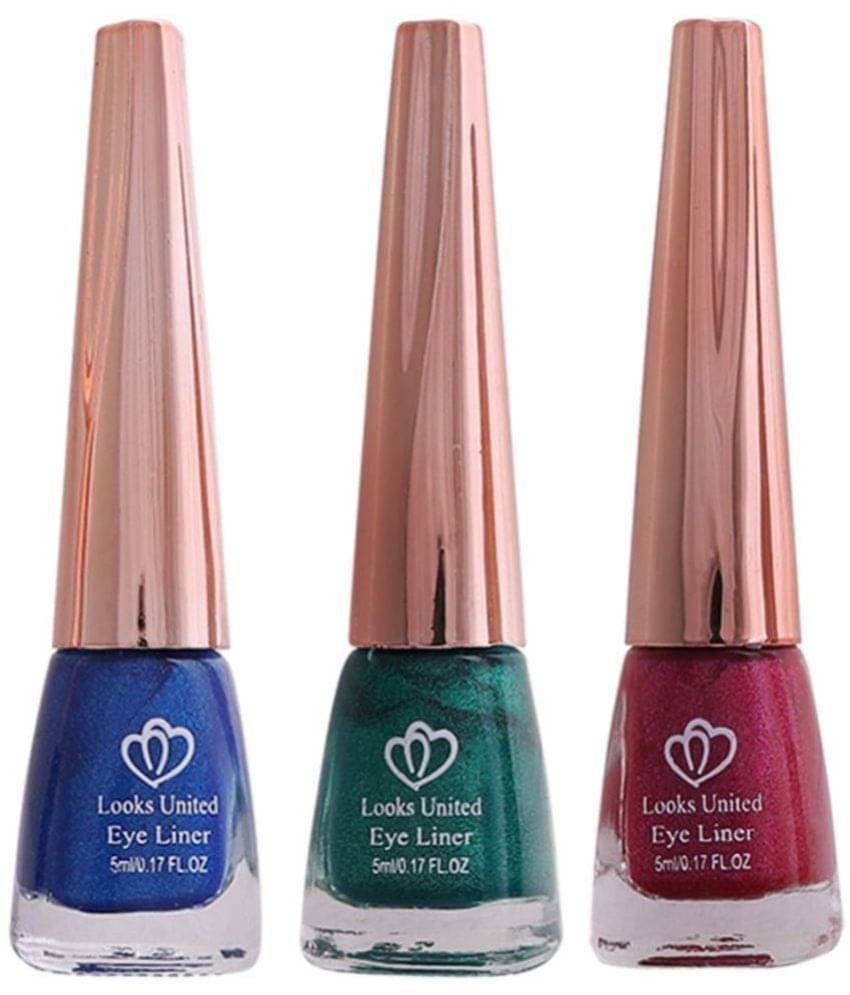     			Looks United Metallic Long Lasting Intense Single Stroke Fashion Eyeliner (Metallic Admiral Blue, Looks United Metallic Forest Green, Looks United Metallic Blush Pink)Pack Of 3