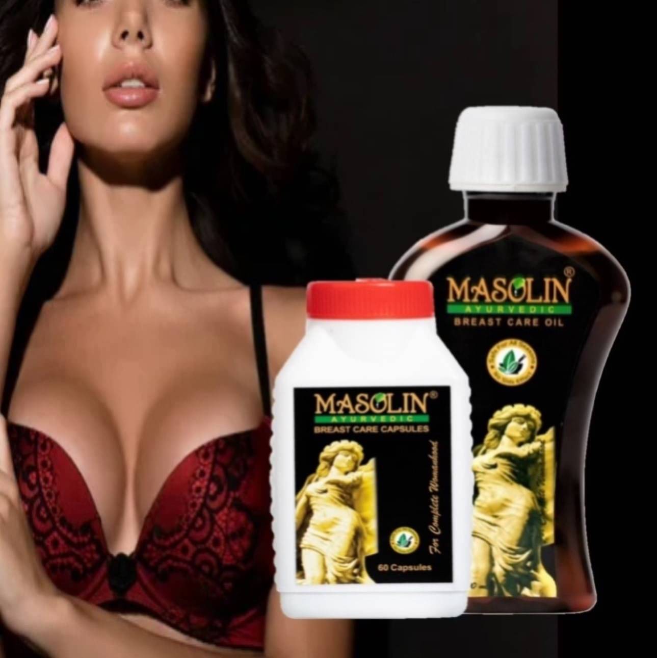     			MASOLIN HERBAL Bre@st Care Oil & Capsule Oil 2 no.s Pack Of 1