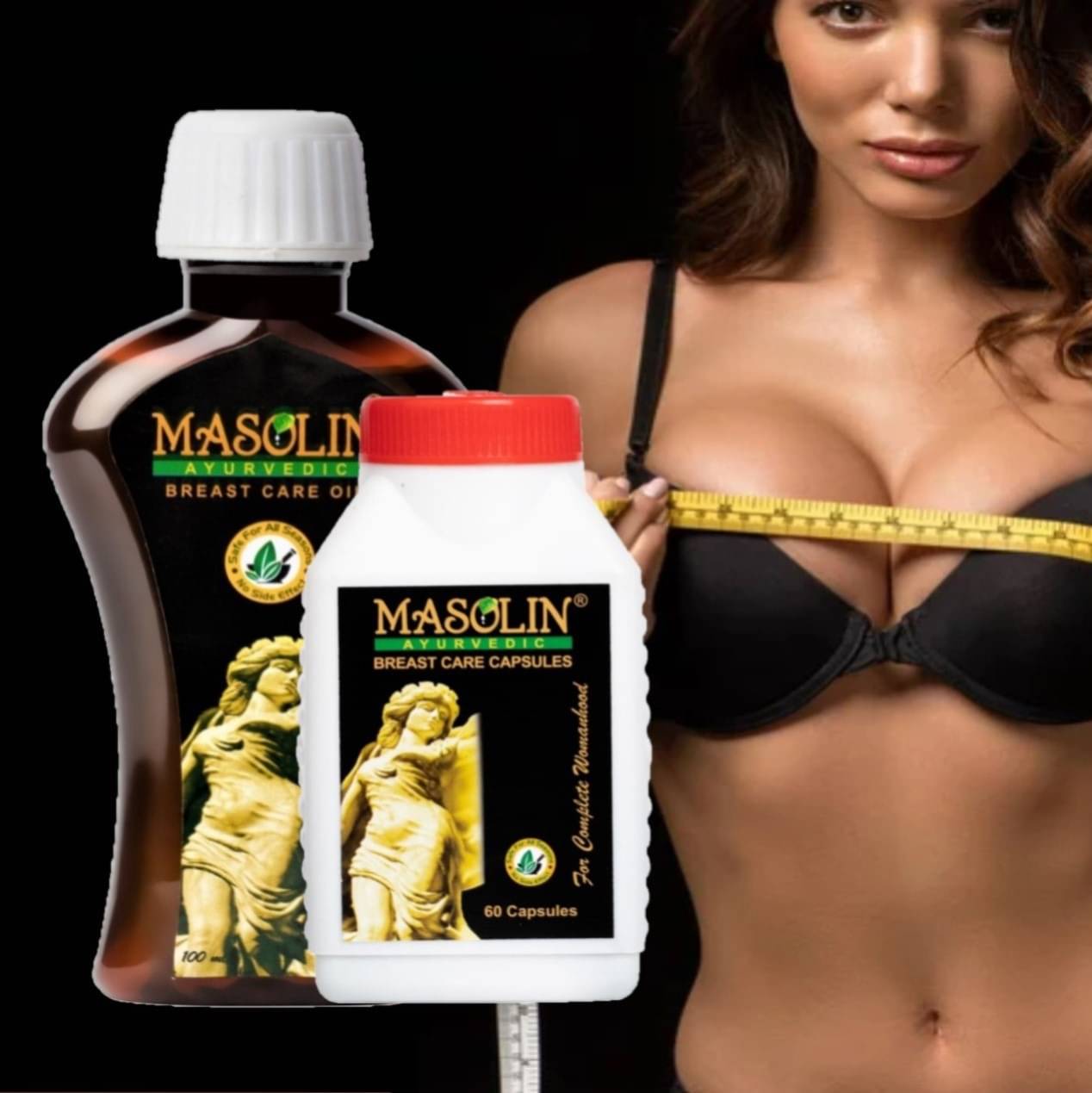 MASOLIN HERBAL Breasst Care Oil 100ml & Capsule 60Caps Oil 2 no.s Pack Of 1 MASOLIN HERBAL Breasst Care Oil 100ml & Capsule 60Caps Oil 2 no.s Pack Of 1
