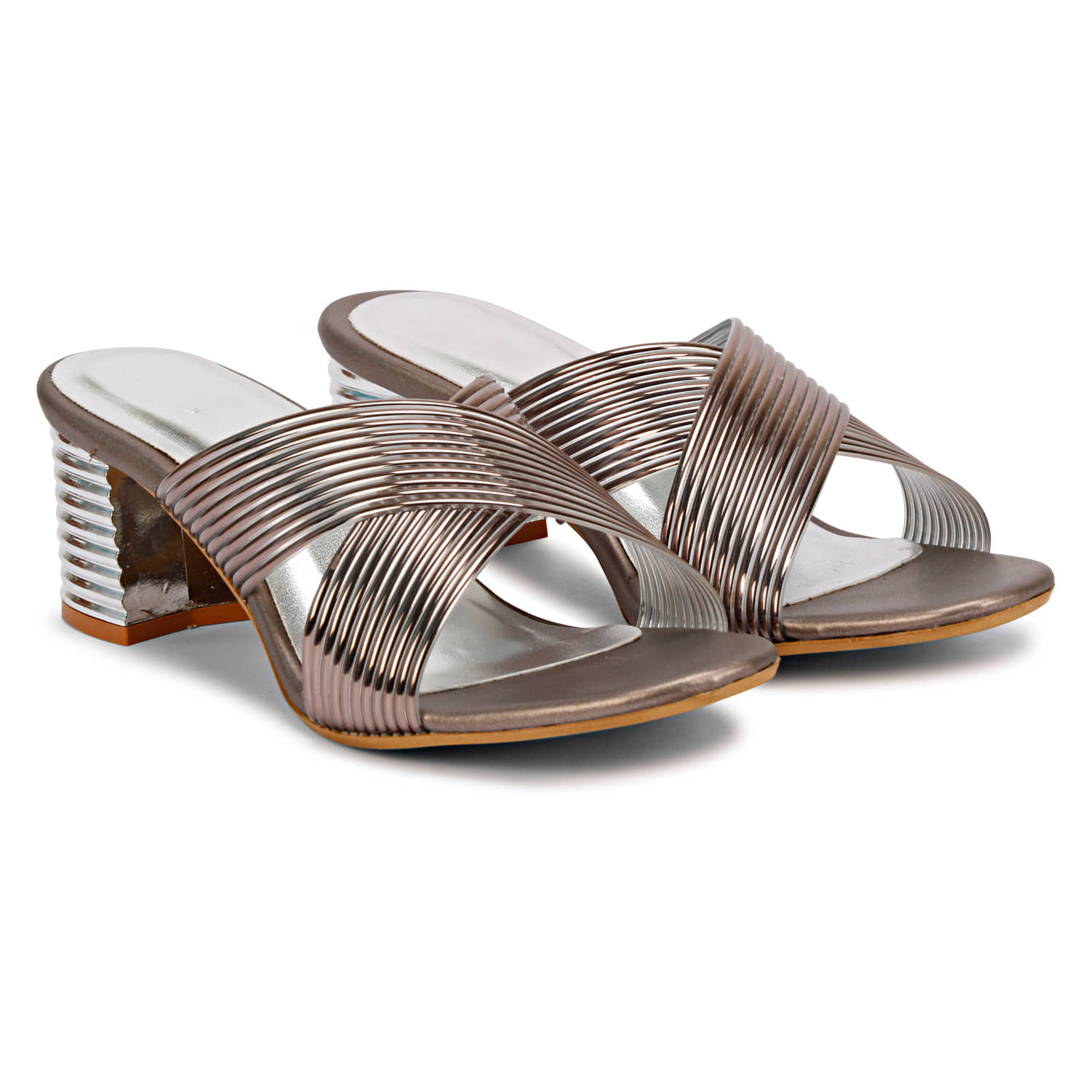 Saheb - Silver Women's Slip On Heels - Heels | Buy online on ZillyBuy