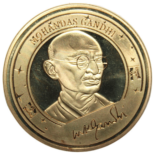     			(TOKEN) MOHANDAS GANDHI - "GREATEST LIVES IN HISTORY" - LEADER - SCIENTIST - BUILDER - HERO - ARTIST - INDIA - RARE TOKEN COIN
