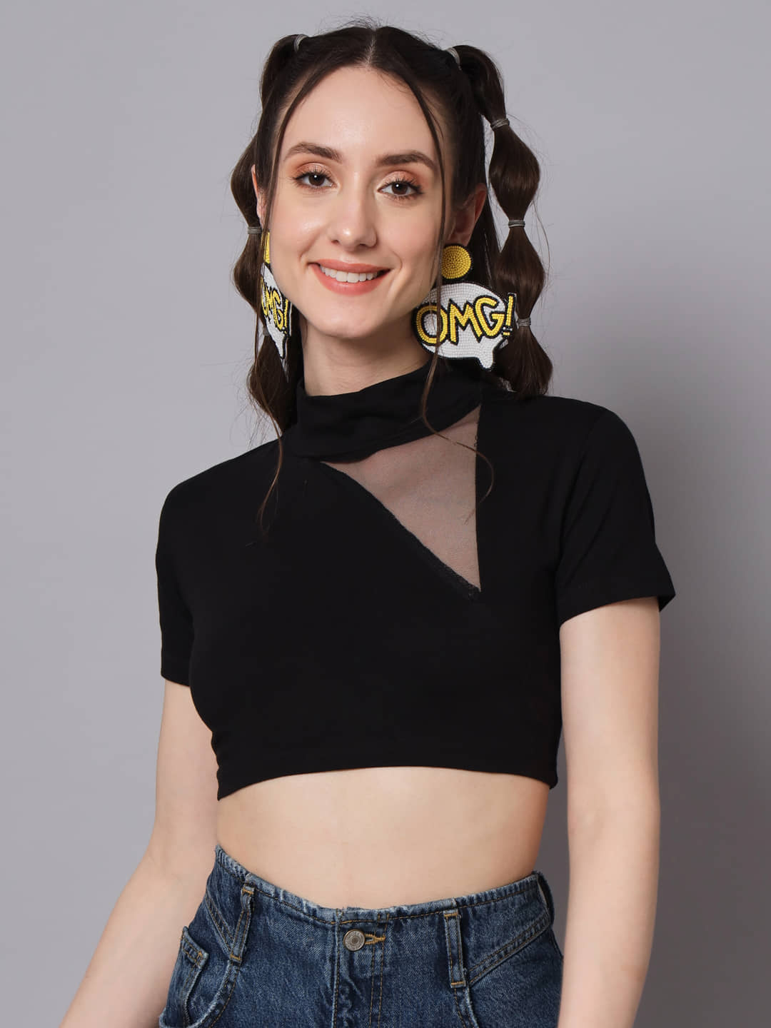 The Dry State Women's Cotton Crop Top ( Black )