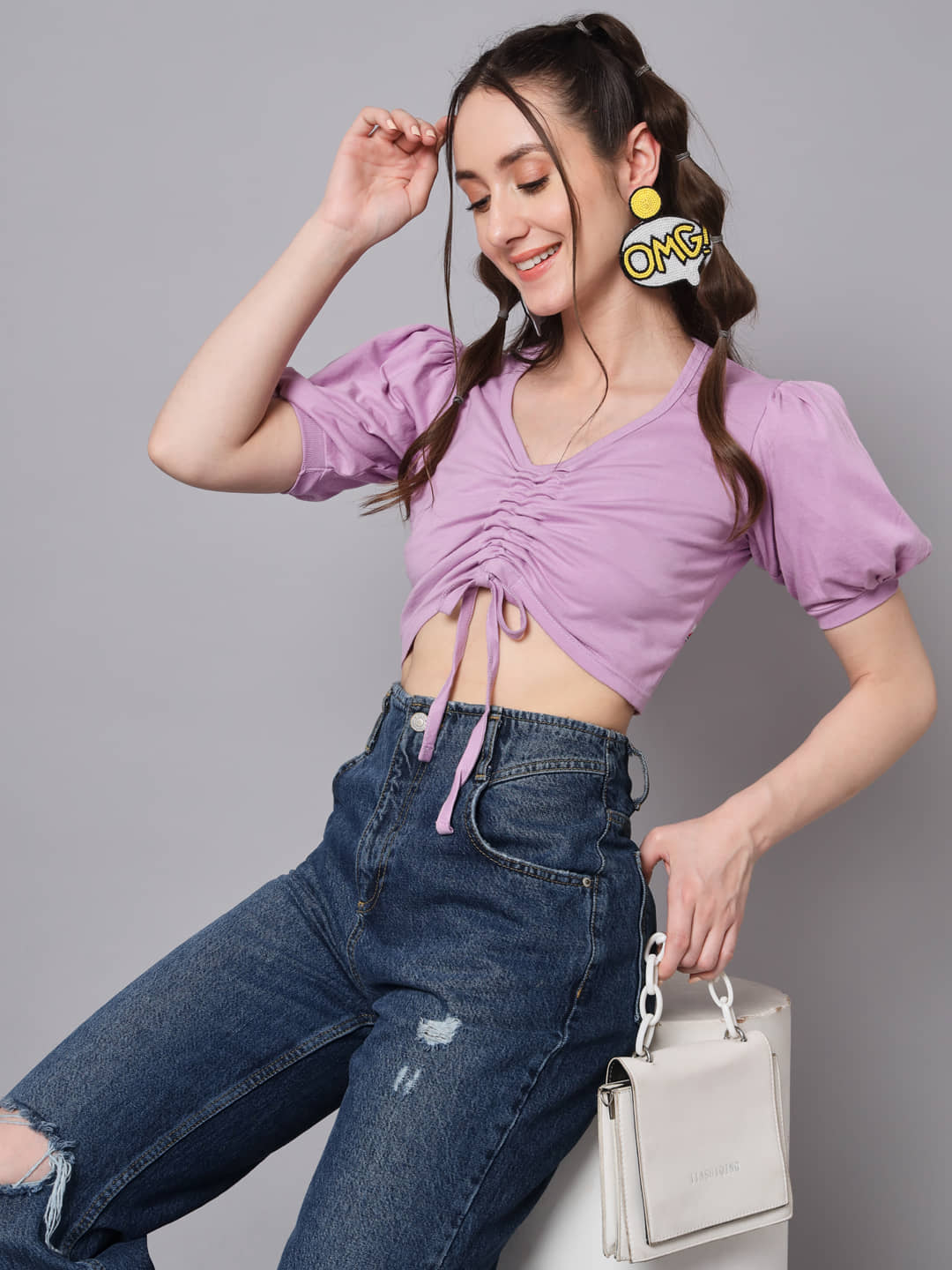 The Dry State Women's Cotton Crop Top ( Purple )