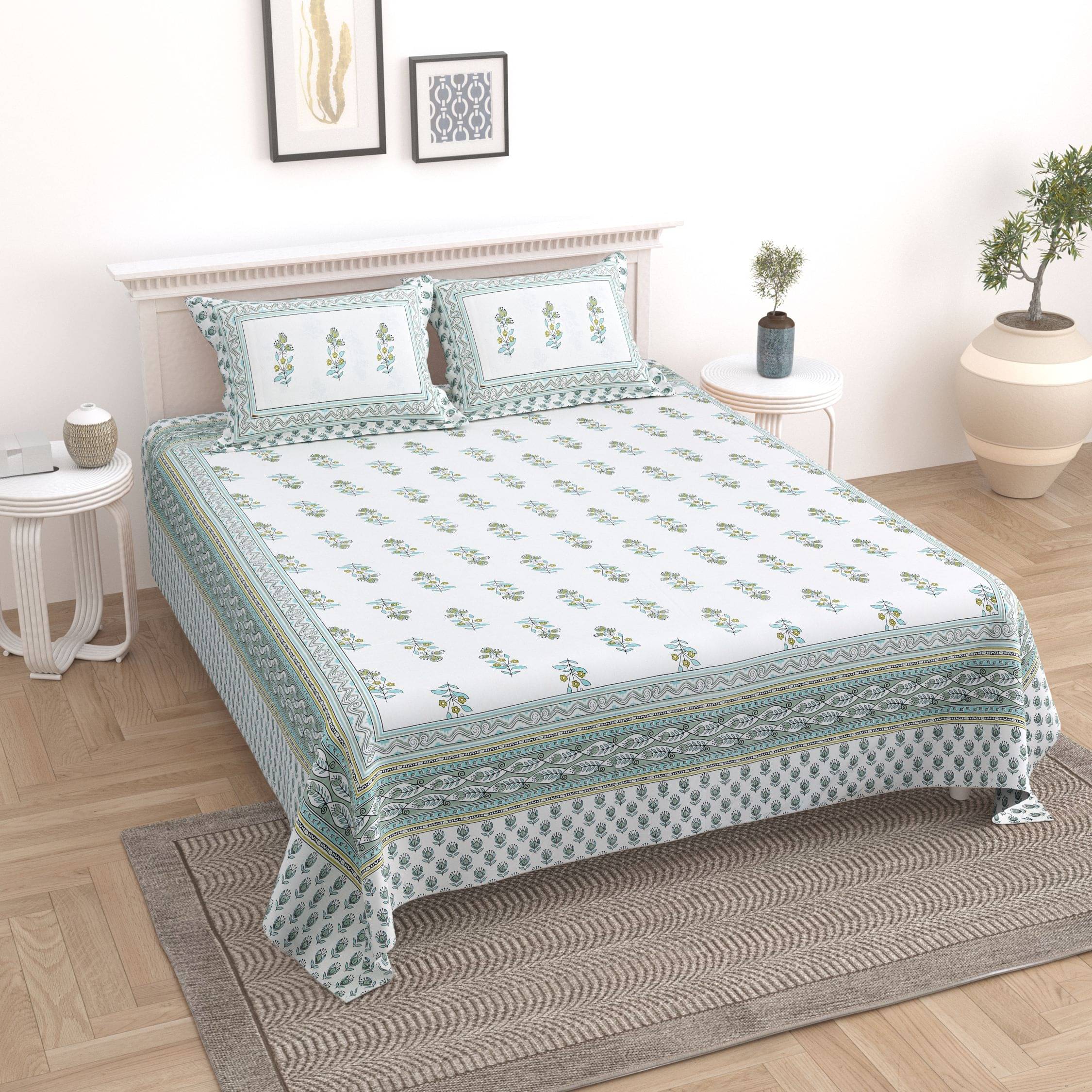     			Uniqchoice Cotton Double Bedsheet ( Green )