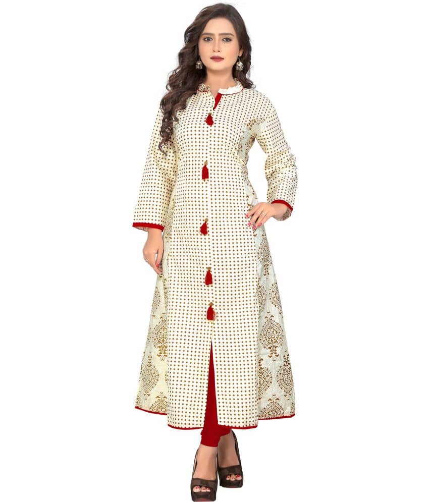 Vbuyz - Beige Cotton Women's Front Slit Kurti ( Pack of 1 ) - Kurtis, Tunics | Buy online on ZillyBuy