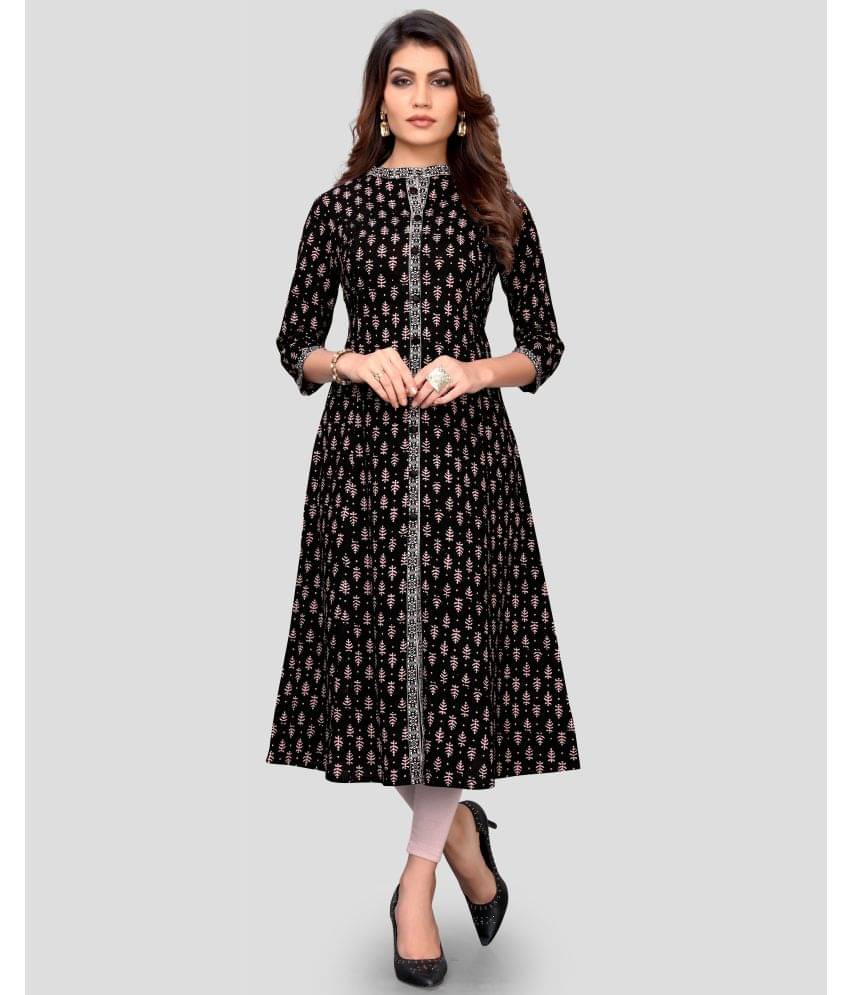 Vbuyz - Black Cotton Women's A-line Kurti ( Pack of 1 ) Vbuyz - Black Cotton Women's A-line Kurti ( Pack of 1 )