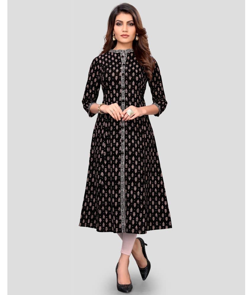 Vbuyz - Black Cotton Women's A-line Kurti ( Pack of 1 ) - Kurtis, Tunics | Buy online on ZillyBuy