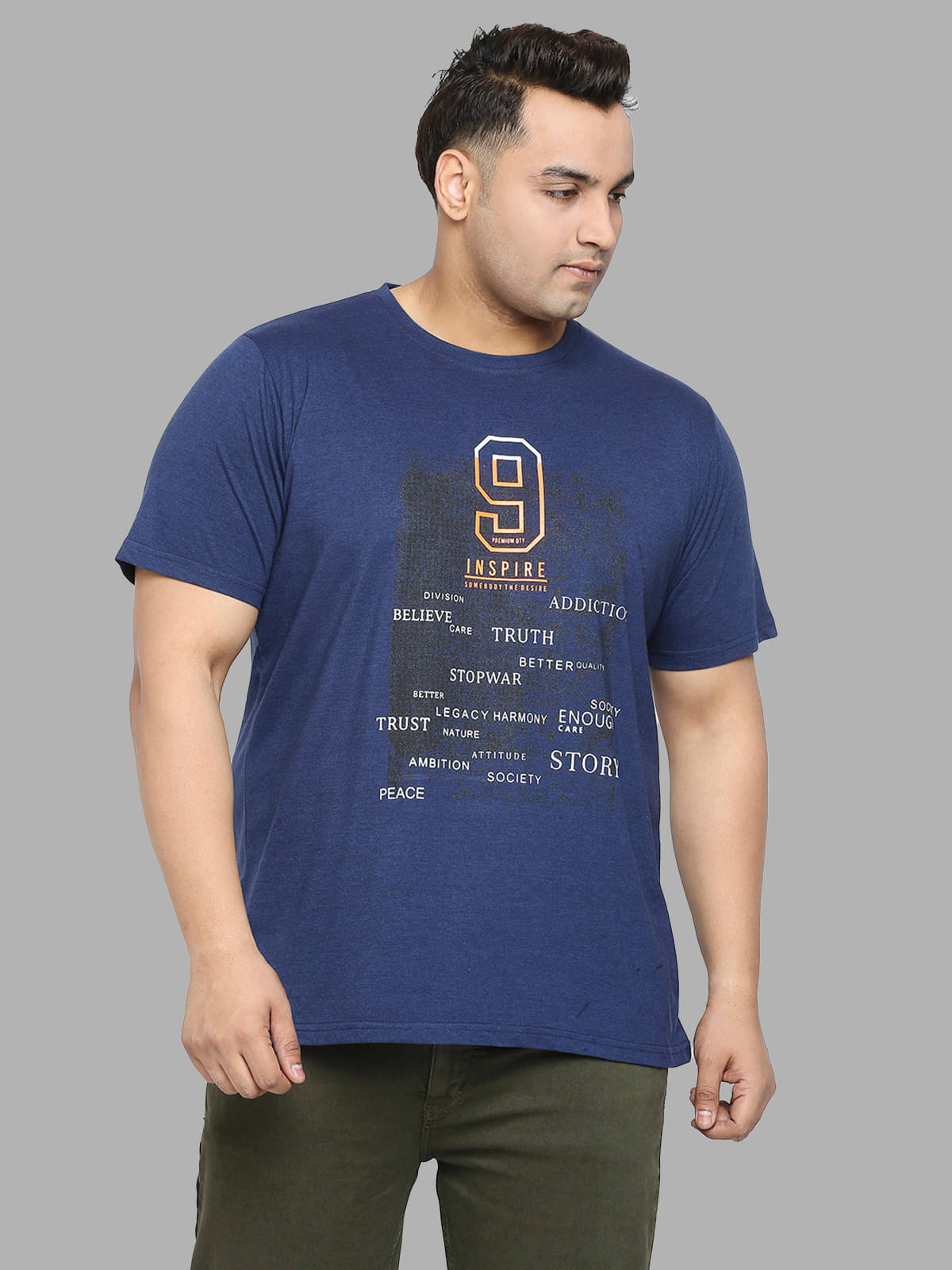 Xmex Pack of 1 Cotton Blend Regular Fit Men's T-Shirt ( Indigo ) Xmex Pack of 1 Cotton Blend Regular Fit Men's T-Shirt ( Indigo )