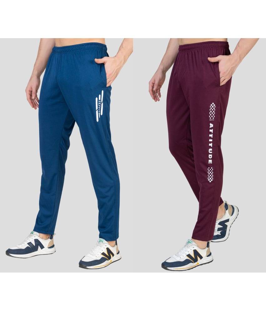     			Zeffit - Multicolor Lycra Men's Trackpants ( Pack of 2 )