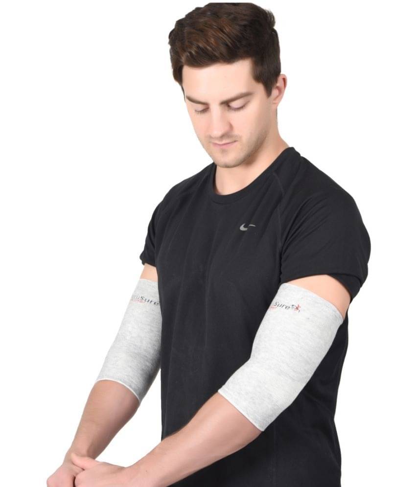     			AccuSure Pair of Bamboo Yarn 4 Way Stretchable BiLayered Construction Elbow Compression Support S