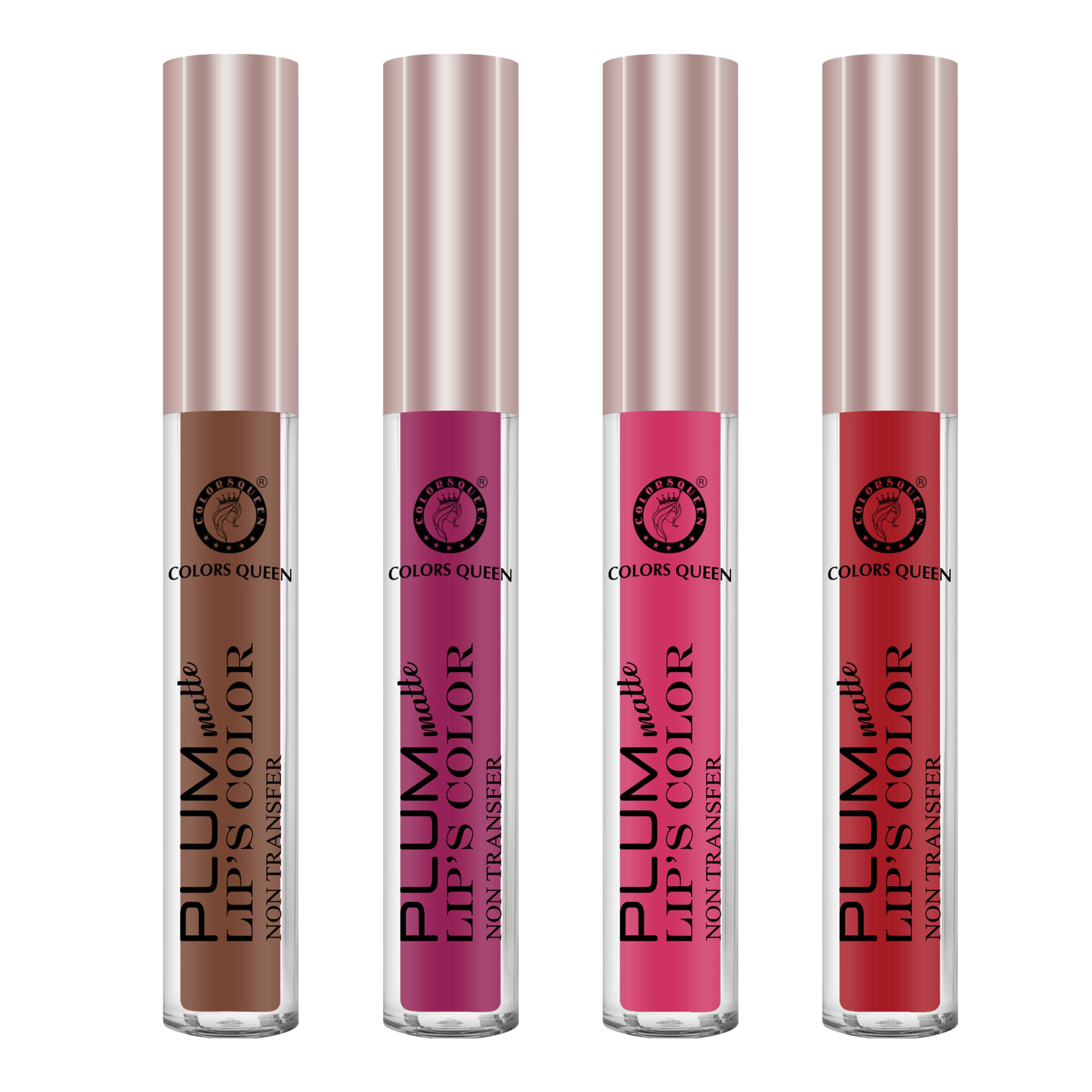     			Colors Queen Plum Matte Non Transfer Water Proof Liquid Matte Lipstick 7ml - Combo of 4