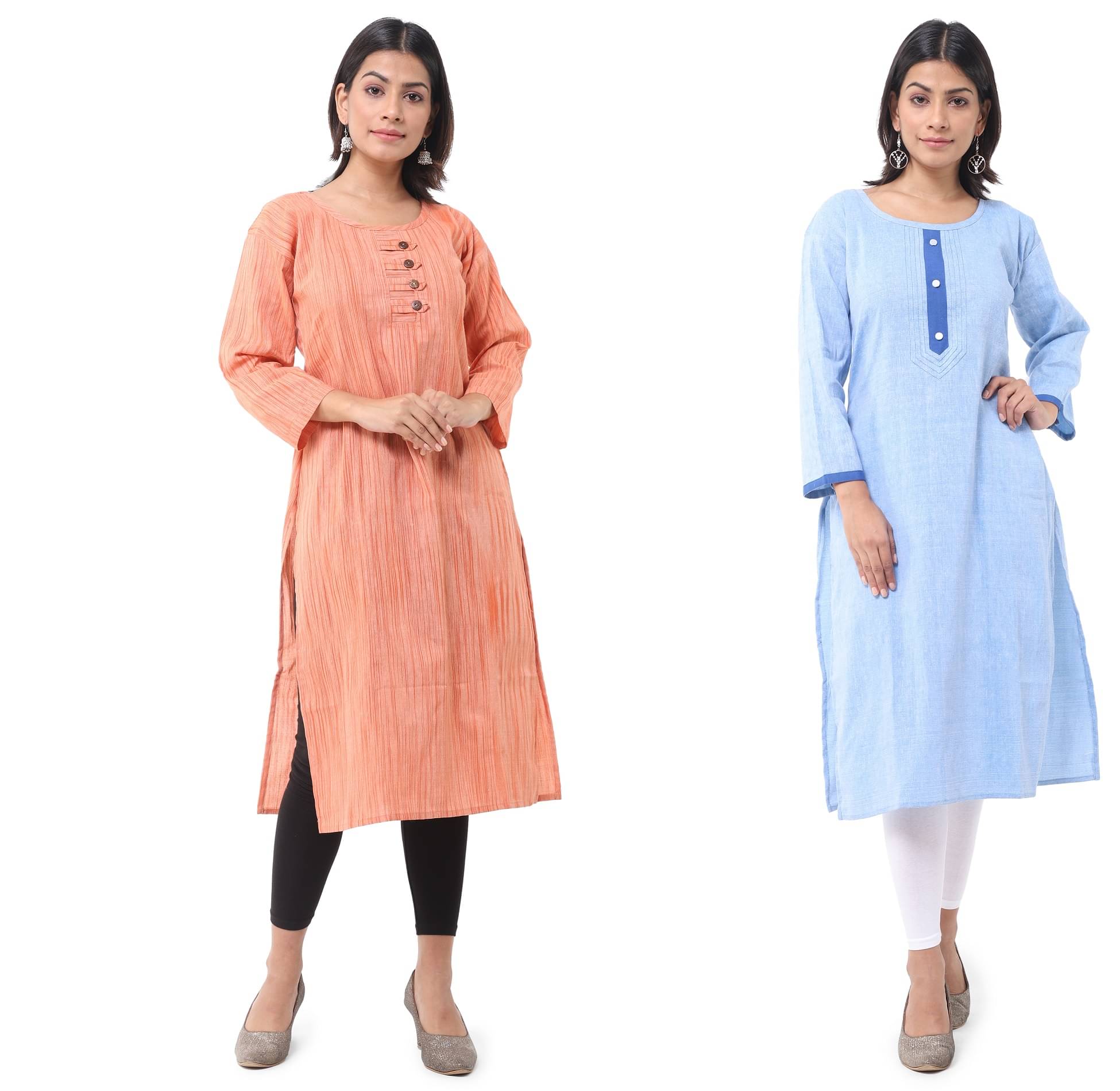     			DESHBANDHU DBK - Multicolor Cotton Women's Straight Kurti ( Pack of 2 )