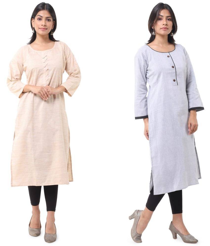 DESHBANDHU DBK - Multicolor Cotton Women's Straight Kurti ( Pack of 2 ) DESHBANDHU DBK - Multicolor Cotton Women's Straight Kurti ( Pack of 2 )