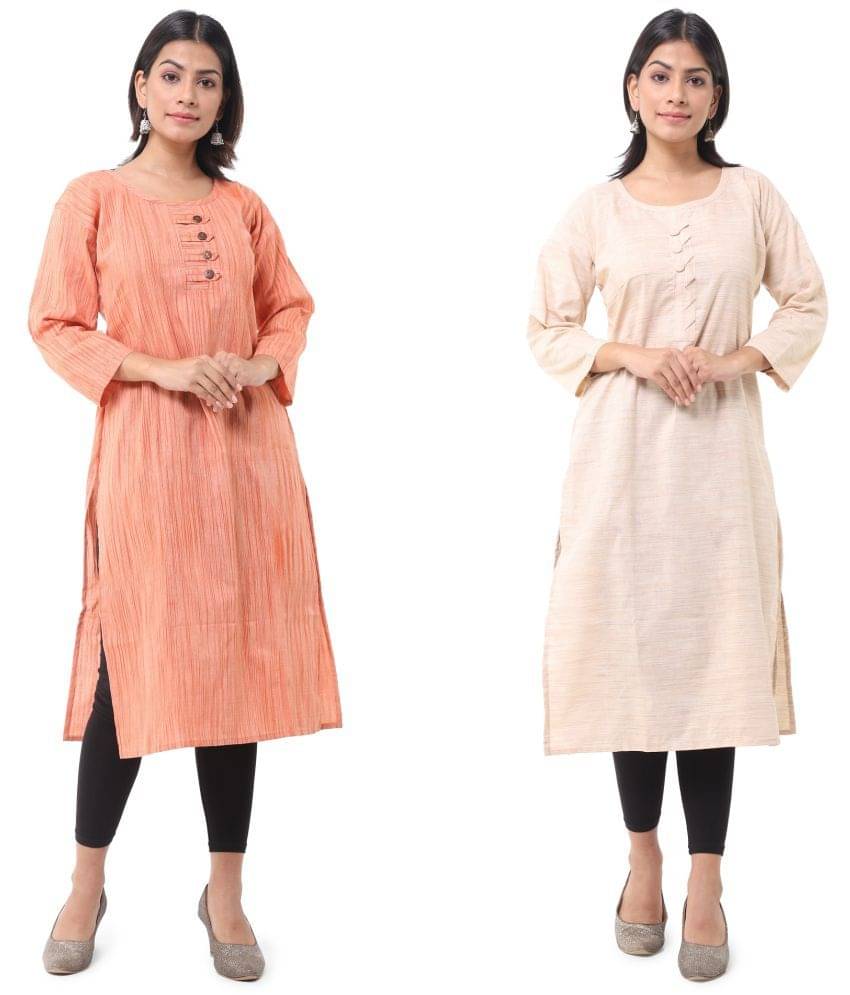 DESHBANDHU DBK - Multicolor Cotton Women's Straight Kurti ( Pack of 2 ) DESHBANDHU DBK - Multicolor Cotton Women's Straight Kurti ( Pack of 2 )