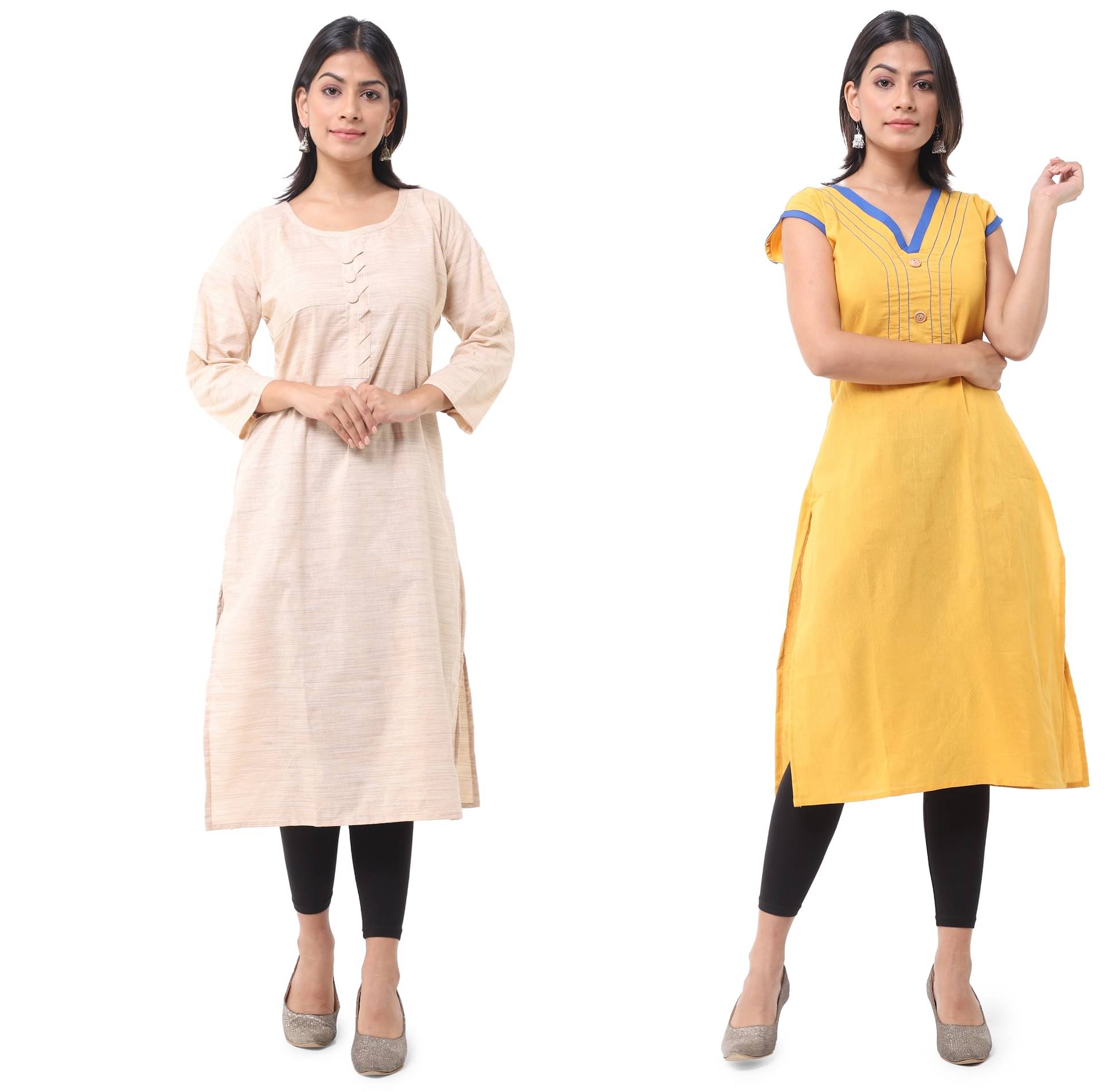 DESHBANDHU DBK - Multicolor Cotton Women's Straight Kurti ( Pack of 2 ) DESHBANDHU DBK - Multicolor Cotton Women's Straight Kurti ( Pack of 2 )