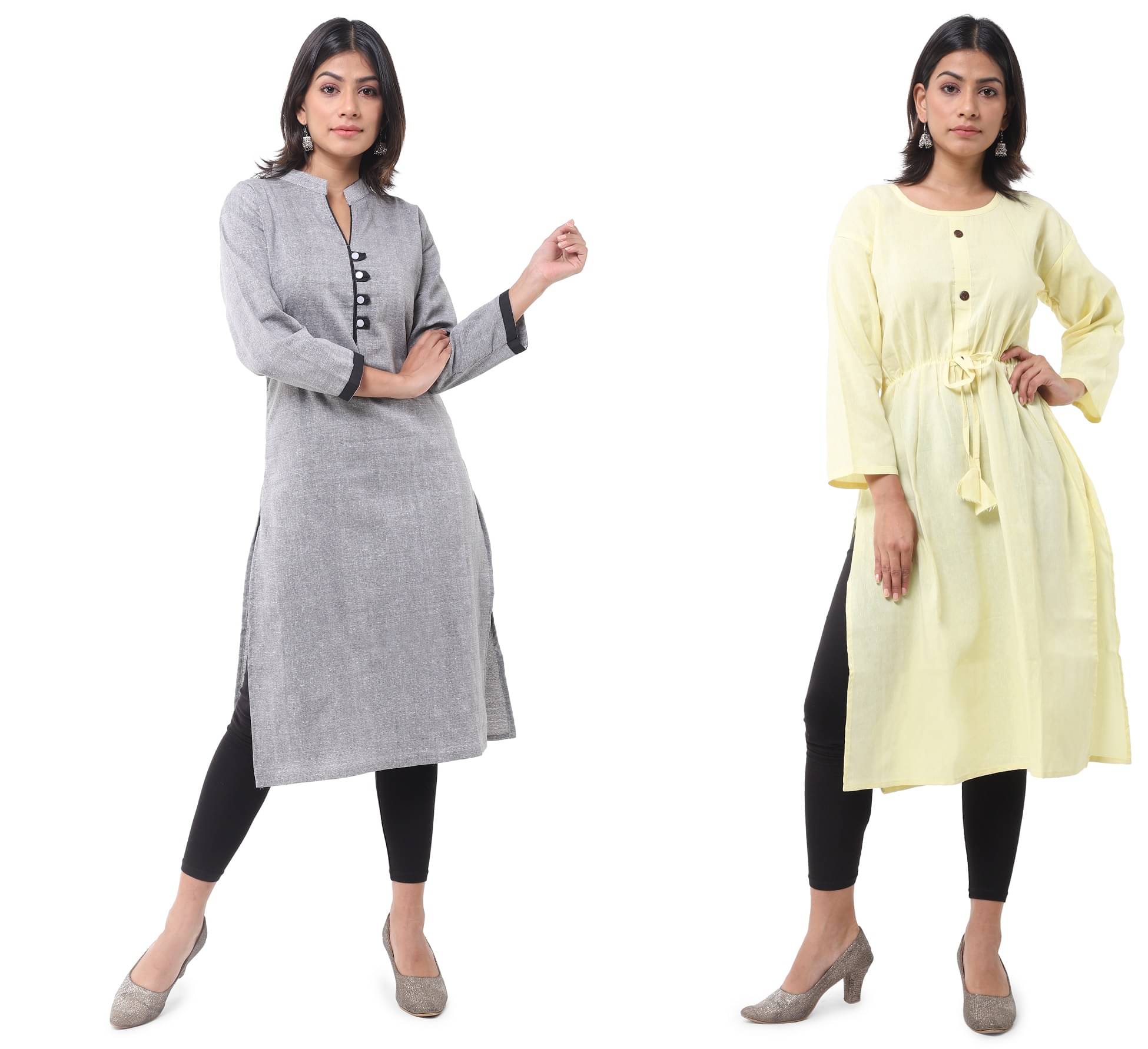     			DESHBANDHU DBK - Multicolor Cotton Women's Straight Kurti ( Pack of 2 )