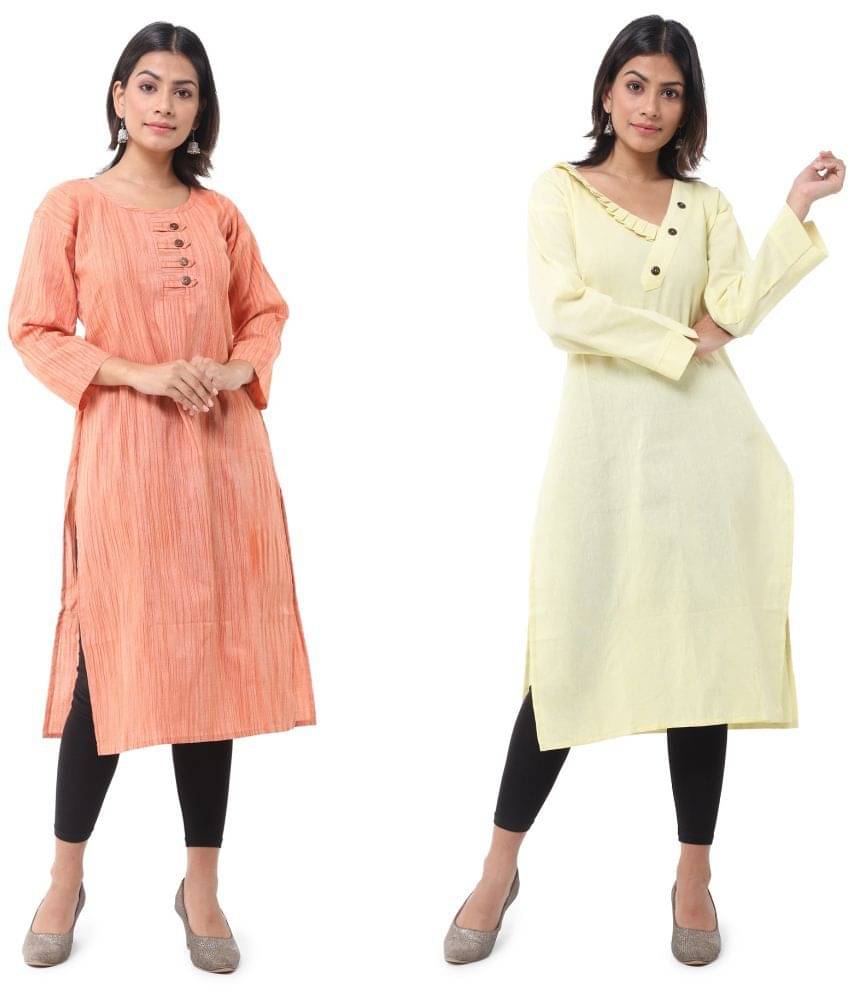 DESHBANDHU DBK - Multicolor Cotton Women's Straight Kurti ( Pack of 2 ) DESHBANDHU DBK - Multicolor Cotton Women's Straight Kurti ( Pack of 2 )