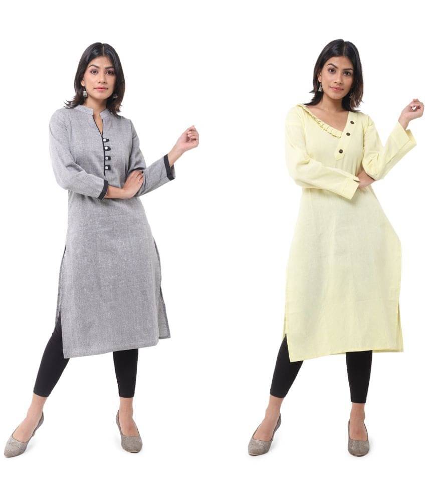     			DESHBANDHU DBK - Multicolor Cotton Women's Straight Kurti ( Pack of 2 )