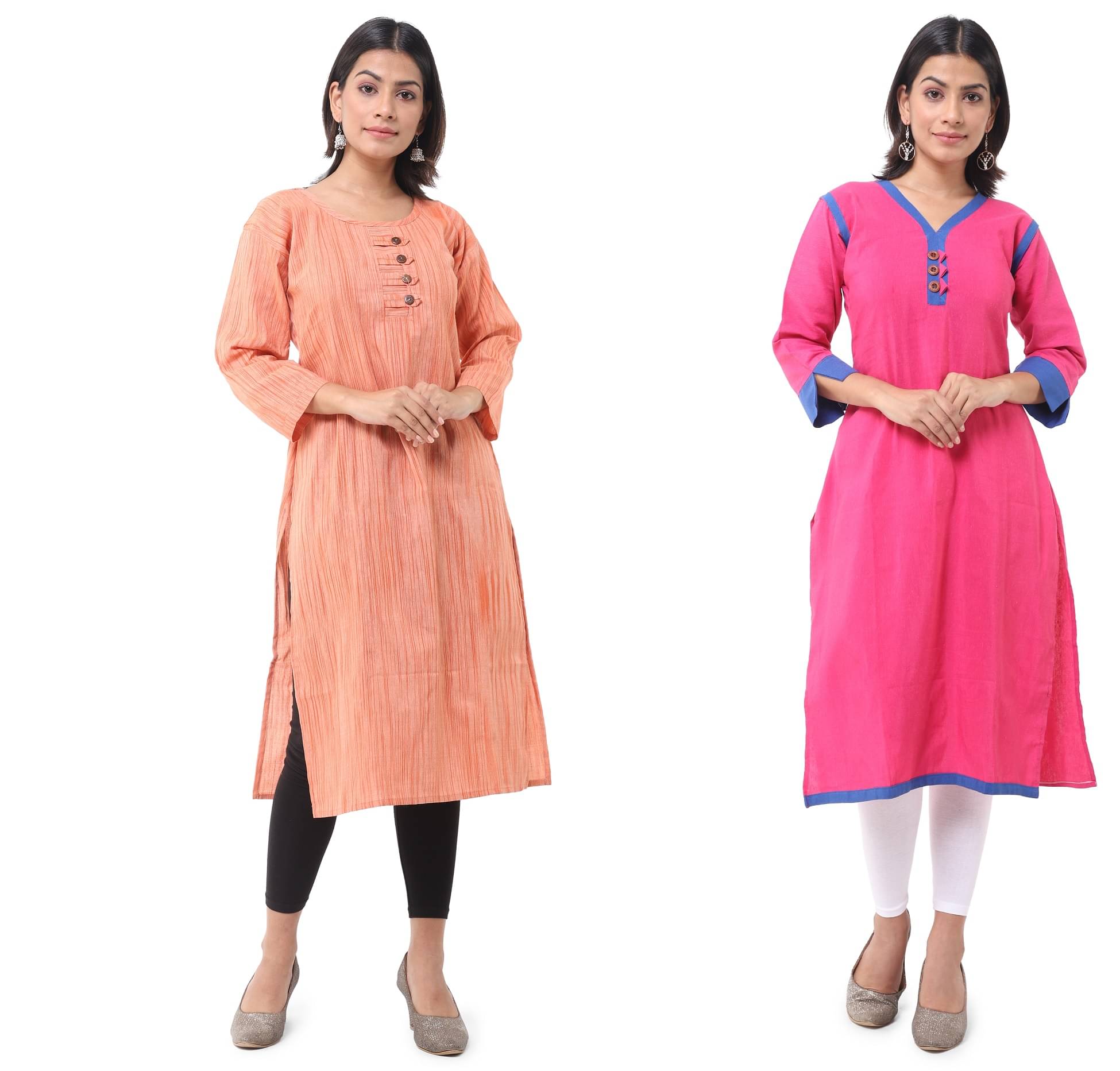 DESHBANDHU DBK - Multicolor Cotton Women's Straight Kurti ( Pack of 2 )     			DESHBANDHU DBK - Multicolor Cotton Women's Straight Kurti ( Pack of 2 )