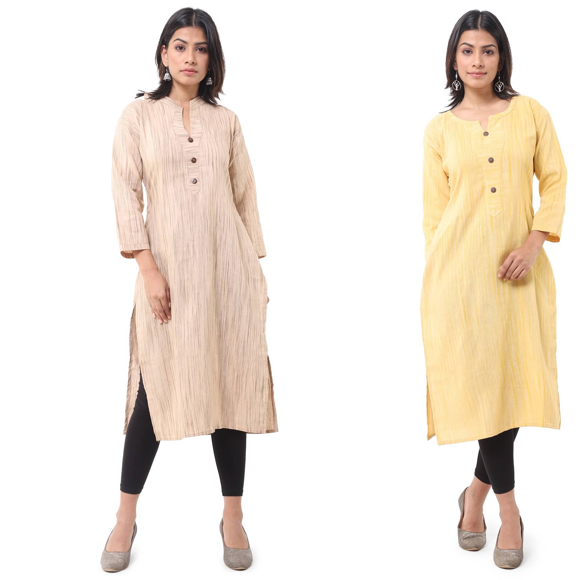 DESHBANDHU DBK - Multicolor Cotton Women's Straight Kurti ( Pack of 2 ) DESHBANDHU DBK - Multicolor Cotton Women's Straight Kurti ( Pack of 2 )