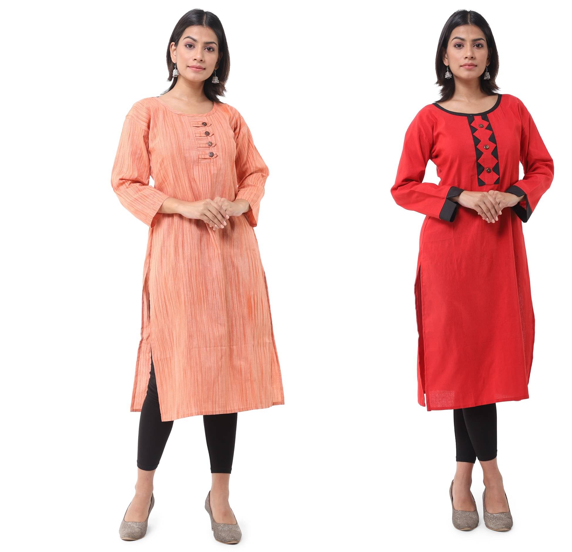     			DESHBANDHU DBK - Multicolor Cotton Women's Straight Kurti ( Pack of 2 )