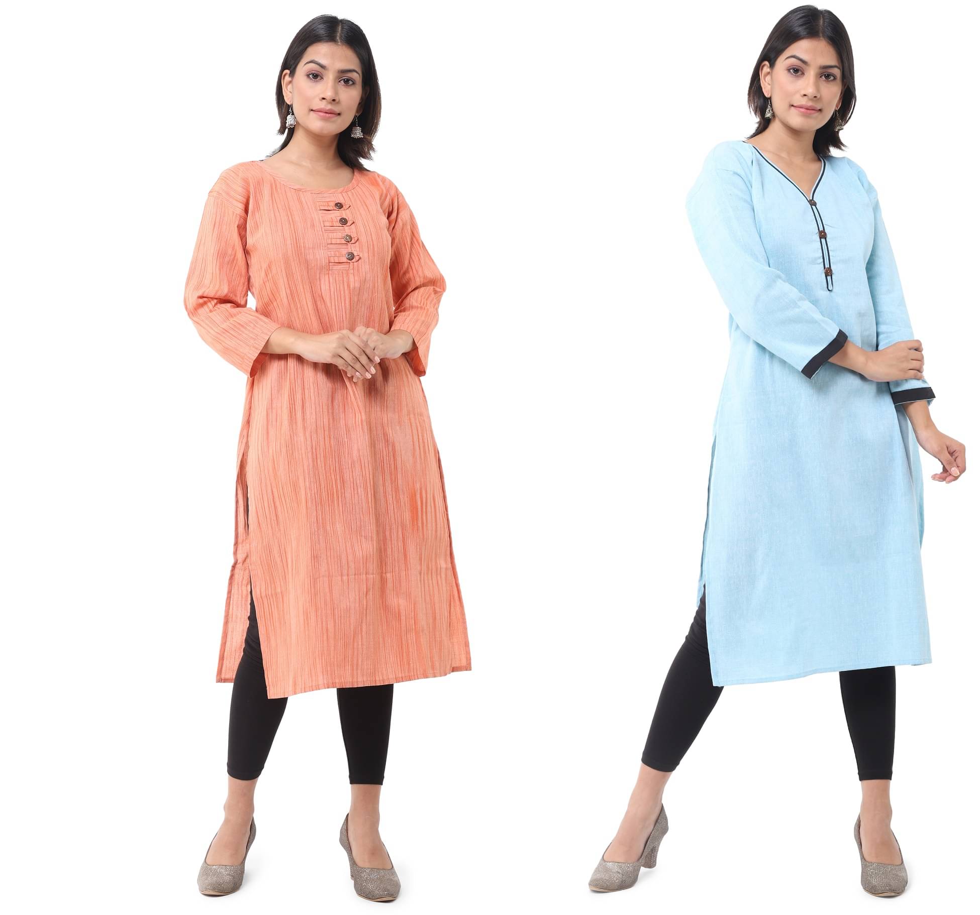 DESHBANDHU DBK - Multicolor Cotton Women's Straight Kurti ( Pack of 2 ) DESHBANDHU DBK - Multicolor Cotton Women's Straight Kurti ( Pack of 2 )