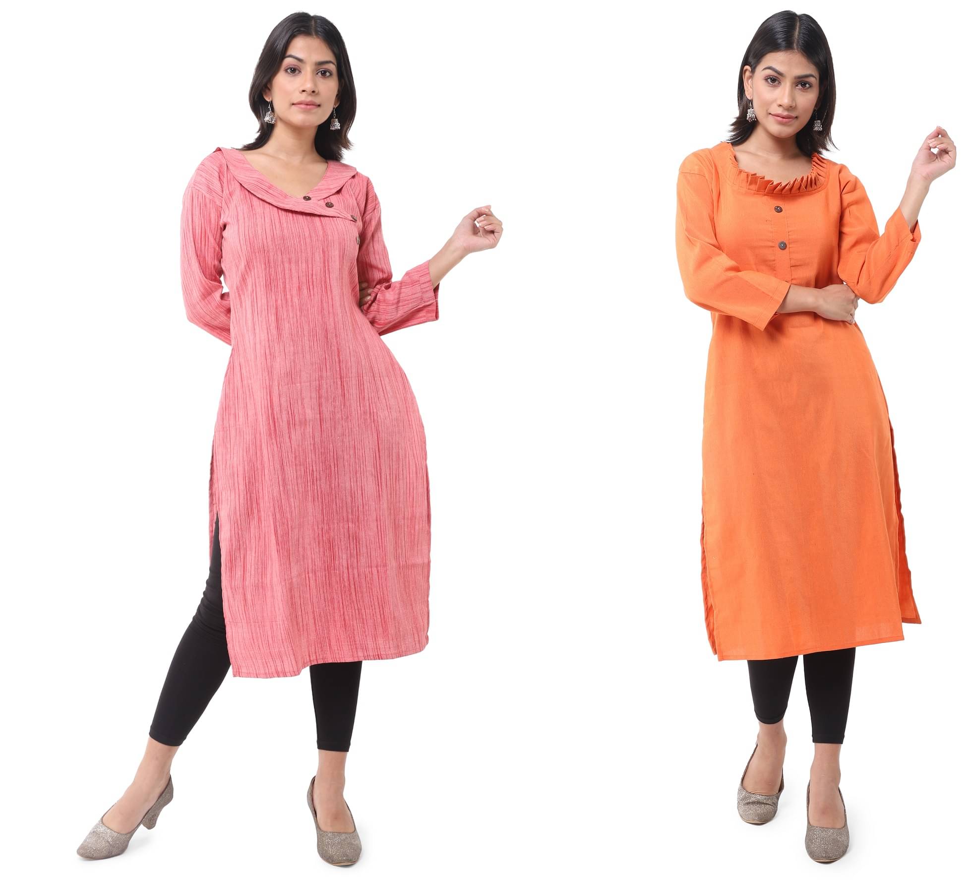     			DESHBANDHU DBK - Multicolor Cotton Women's Straight Kurti ( Pack of 2 )