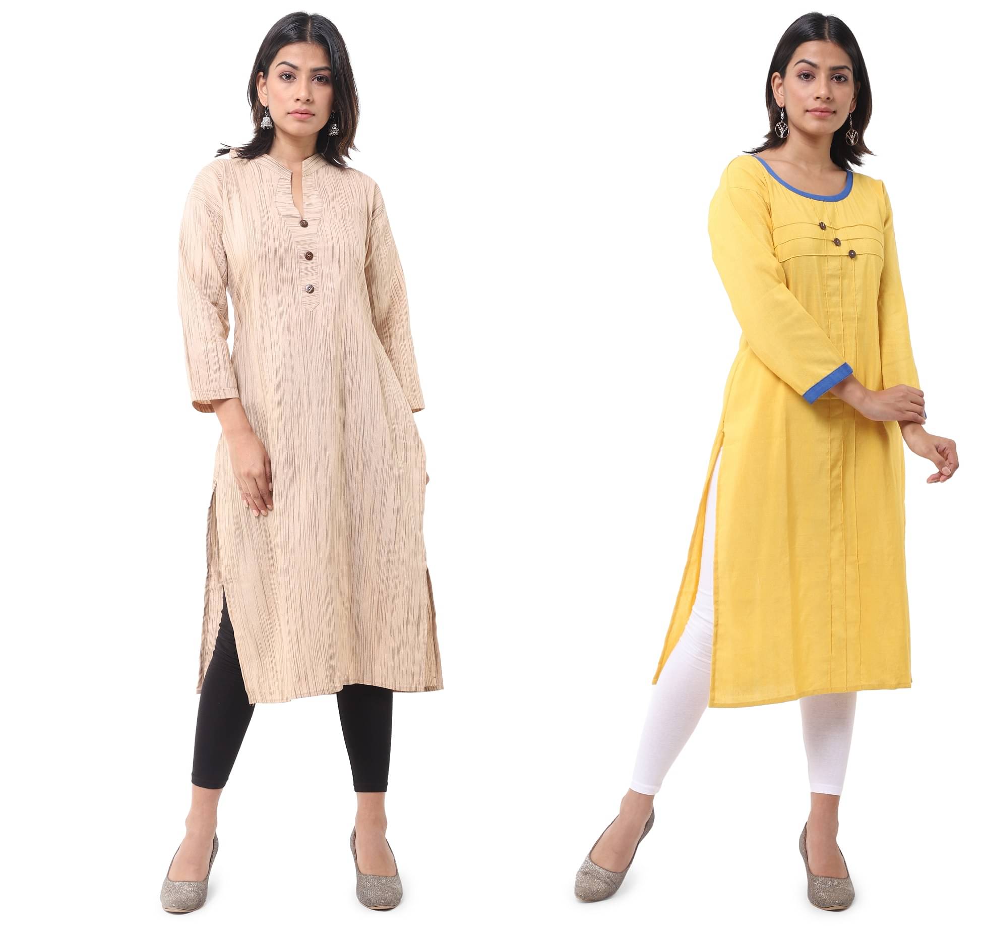     			DESHBANDHU DBK - Multicolor Cotton Women's Straight Kurti ( Pack of 2 )