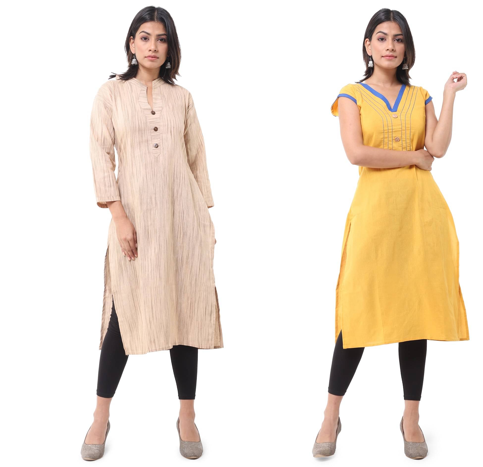     			DESHBANDHU DBK - Multicolor Cotton Women's Straight Kurti ( Pack of 2 )